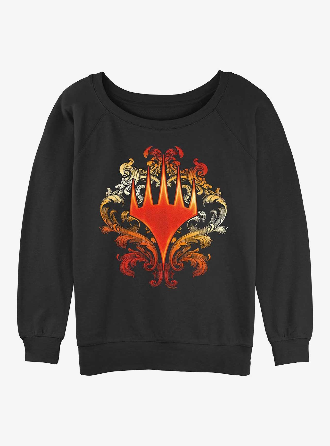 Magic: The Gathering Decorative Planeswalker Symbol Womens Slouchy Sweatshirt, BLACK, hi-res