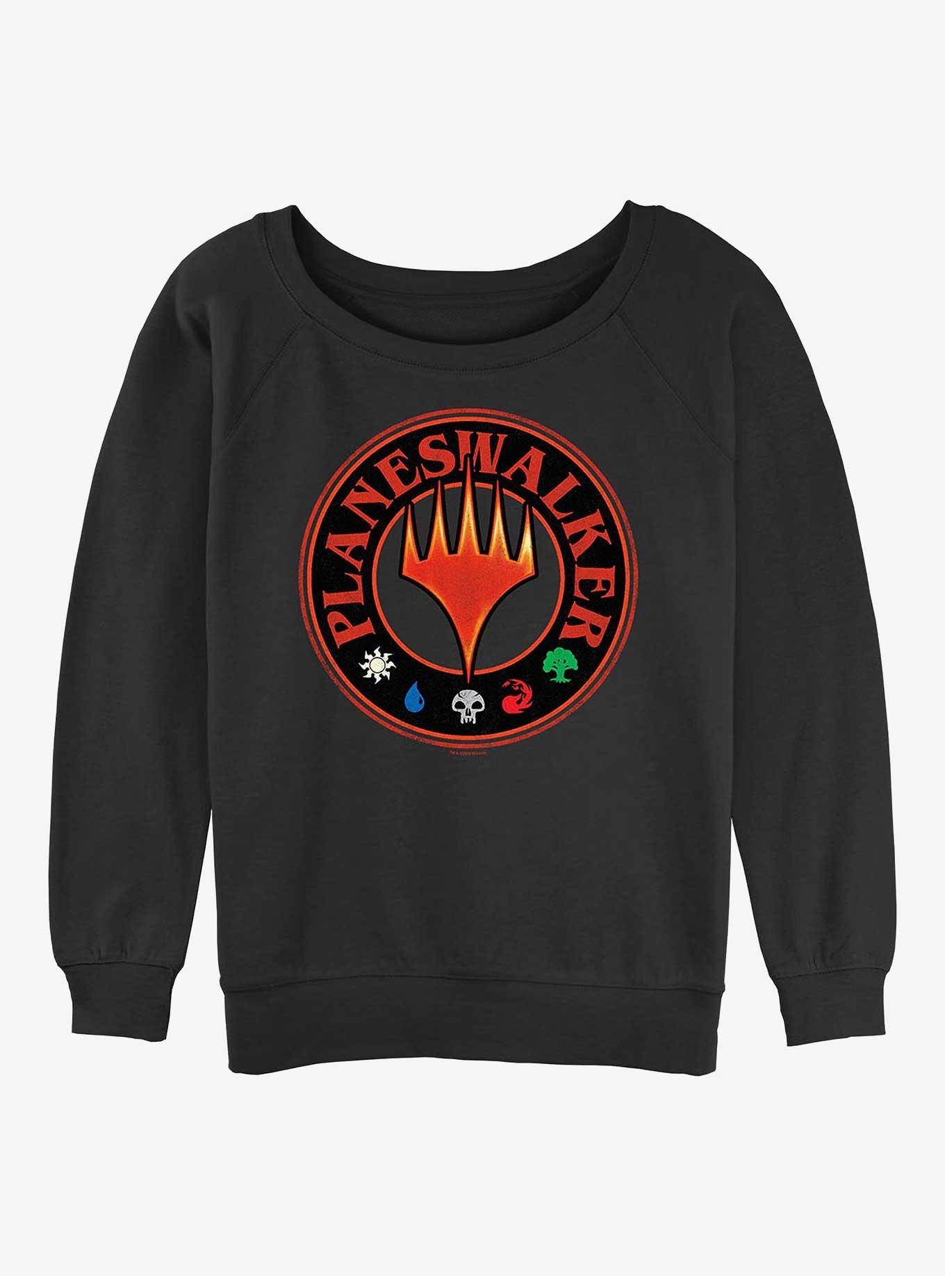 Magic: The Gathering Planeswalker Circle Stamp Womens Slouchy Sweatshirt, BLACK, hi-res