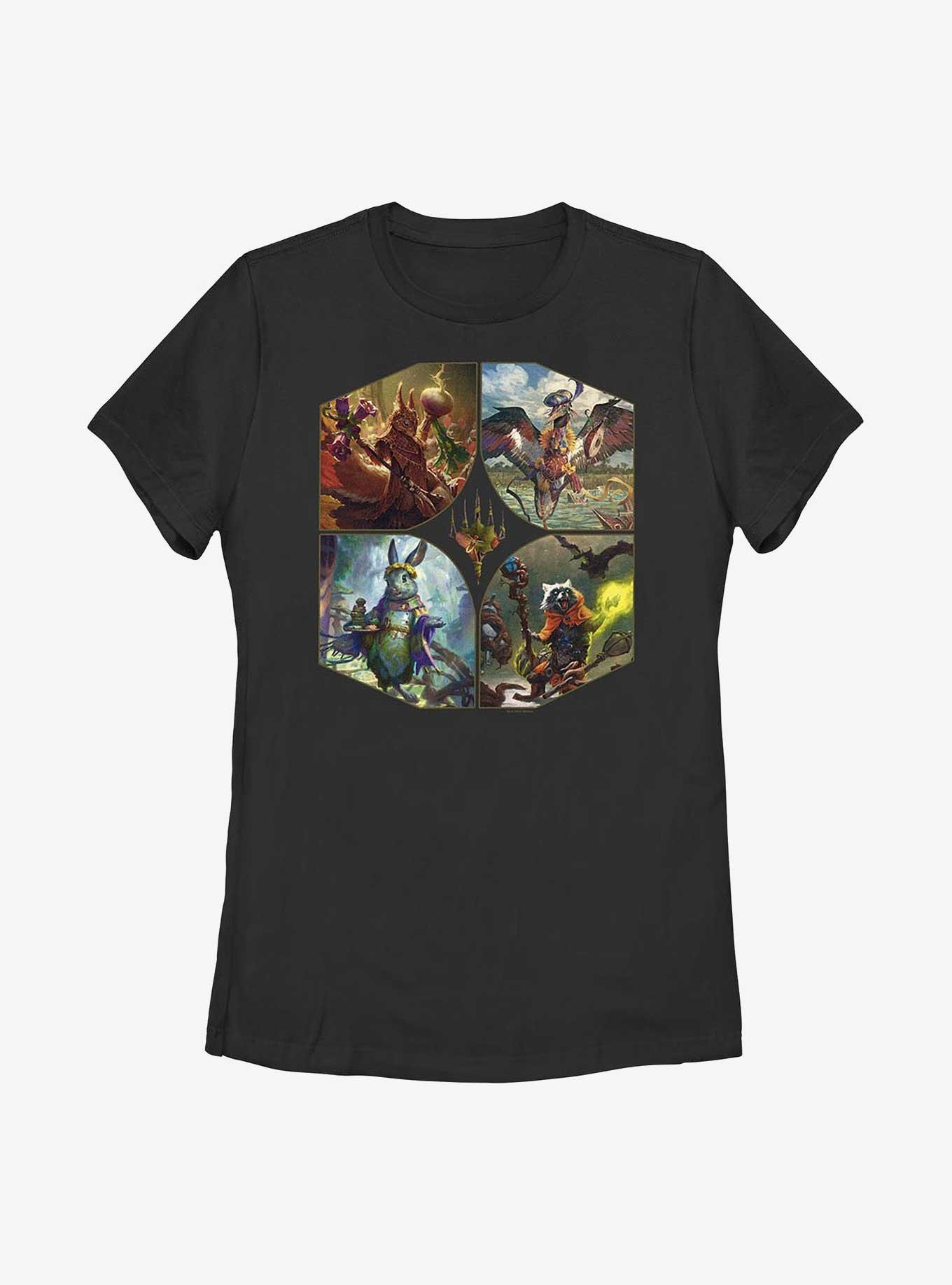 Magic: The Gathering Bloomburrow Commander Set Womens T-Shirt, BLACK, hi-res