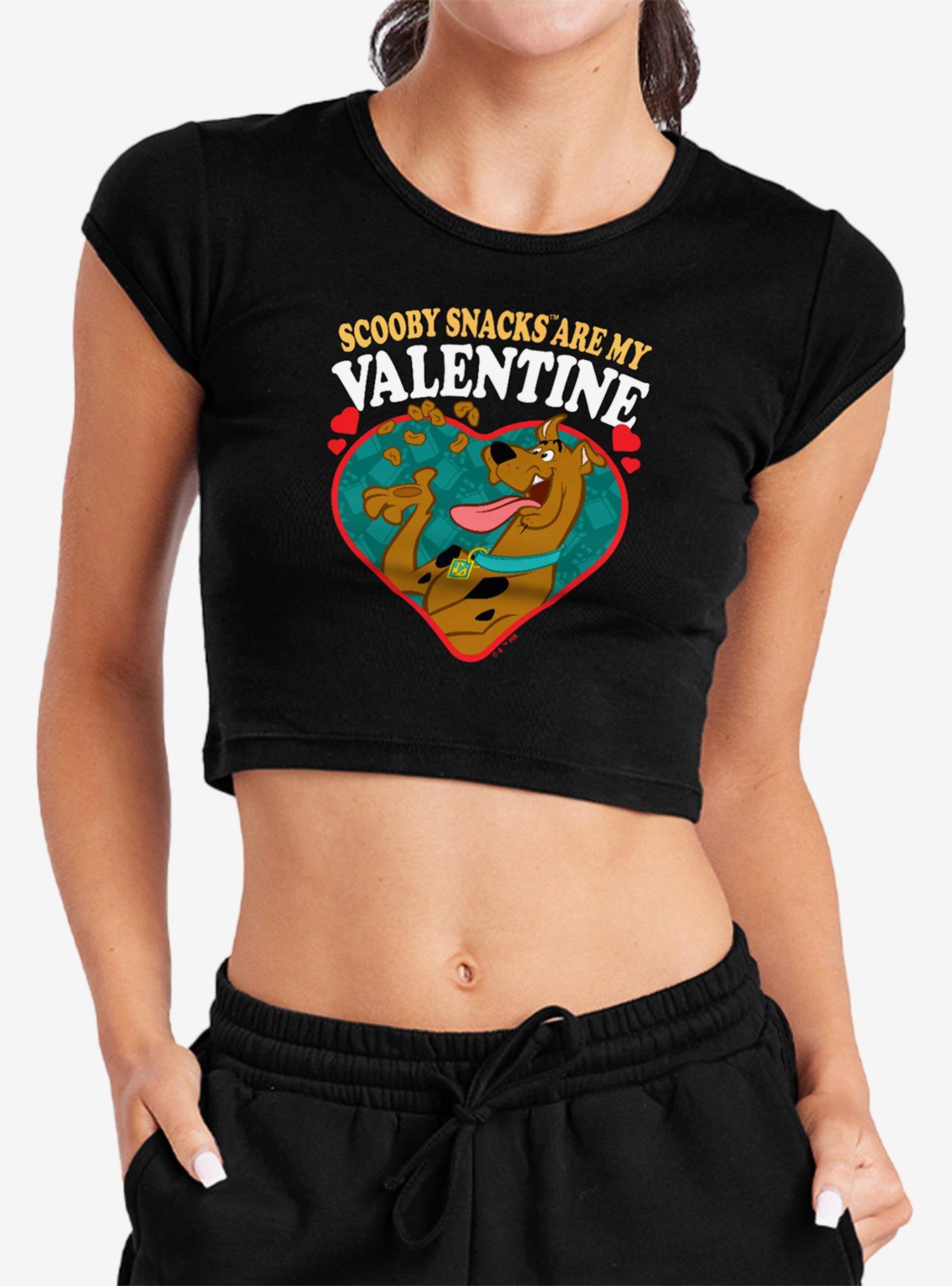 Scooby-Doo! Scooby Snacks Are My Valentine Cap Sleeve Baby Rib Women's Crop Top, , hi-res