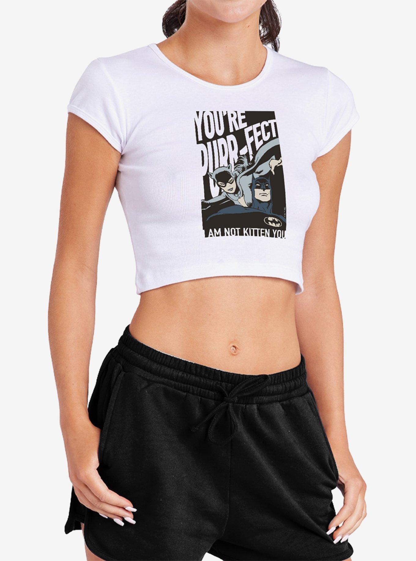 DC Comics Batman Catwoman You're Purrfect Cap Sleeve Baby Rib Women's Crop Top, , hi-res