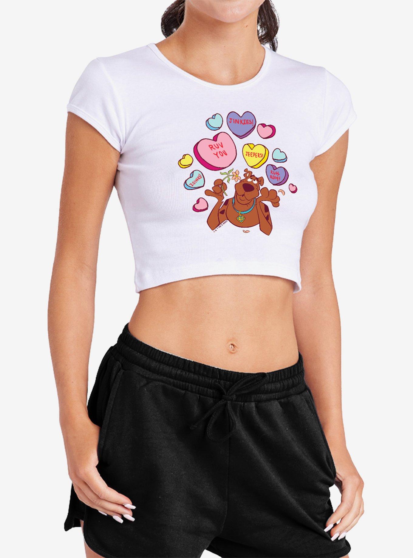 Scooby-Doo! Heart Candy Cap Sleeve Baby Rib Women's Crop Top, , hi-res