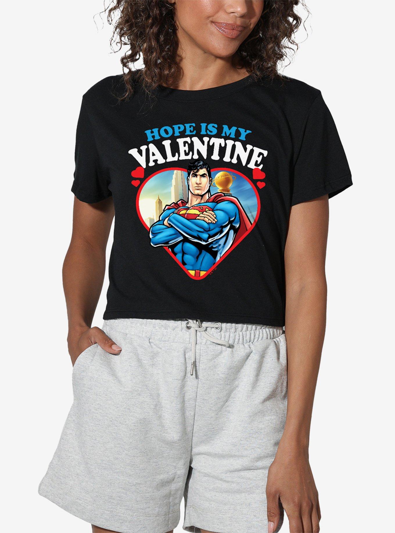 DC Comics Superman Hope Is My Valentine Girls Crop Top T-Shirt, , hi-res