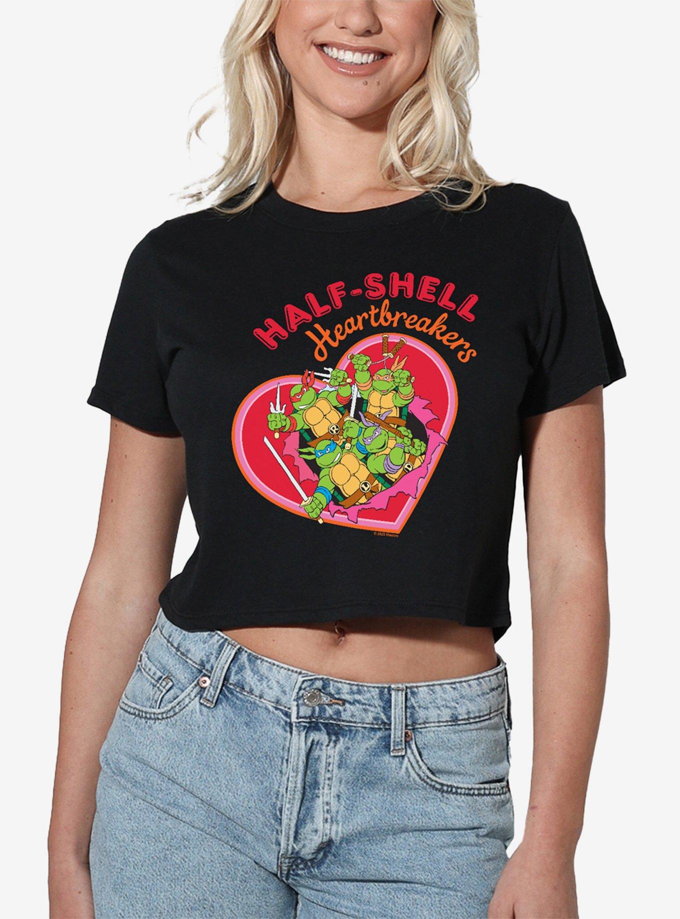 Teenage Mutant Ninja Turtles Half-Shell Heartbreakers Girls Crop Top T-Shirt, BLACK, hi-res