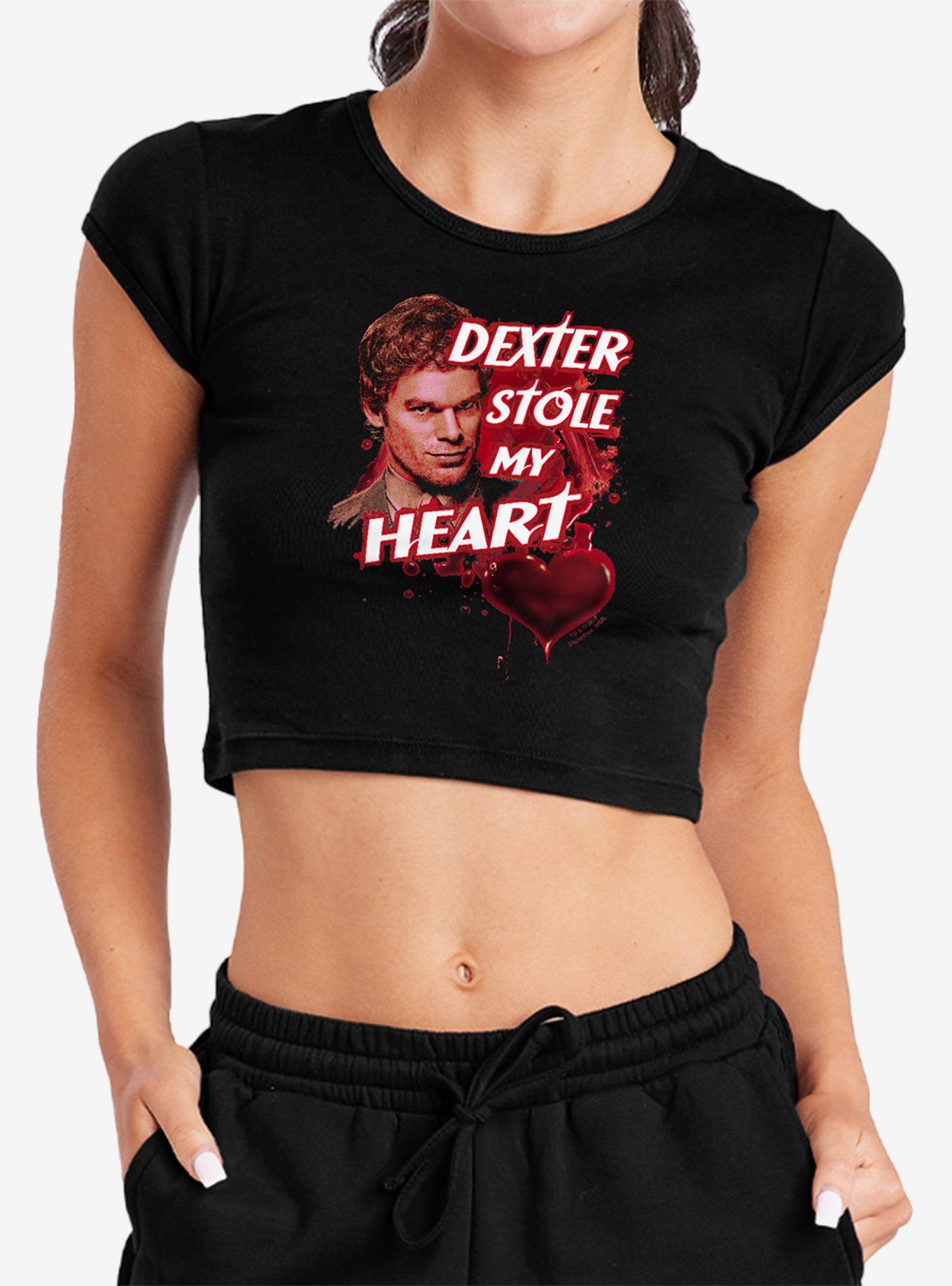 Dexter Bloody Heart Cap Sleeve Baby Rib Girls Crop Top, , hi-res