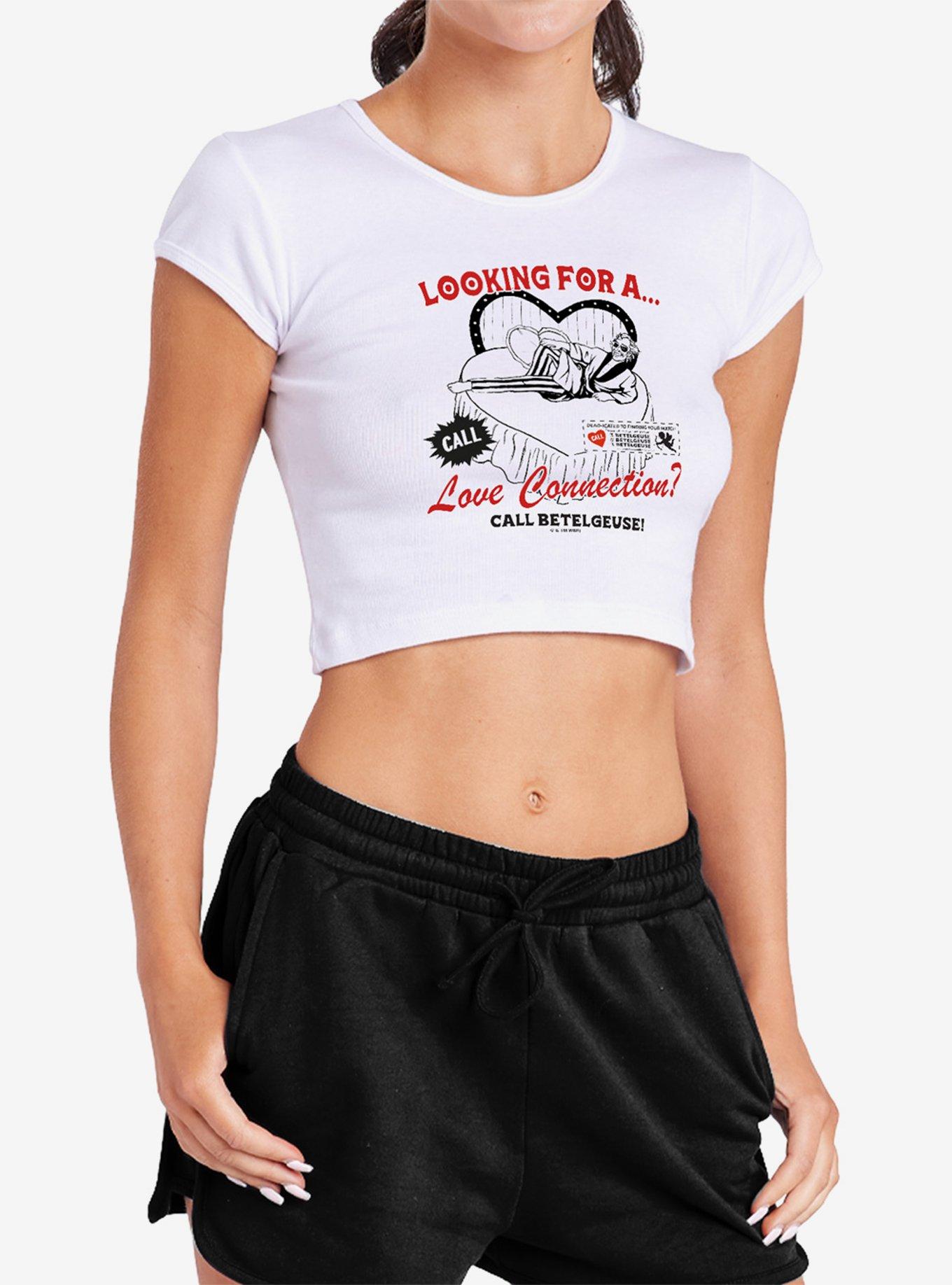 Beetlejuice Love Beetlejuice Cap Sleeve Baby Rib Girls Crop Top, , hi-res