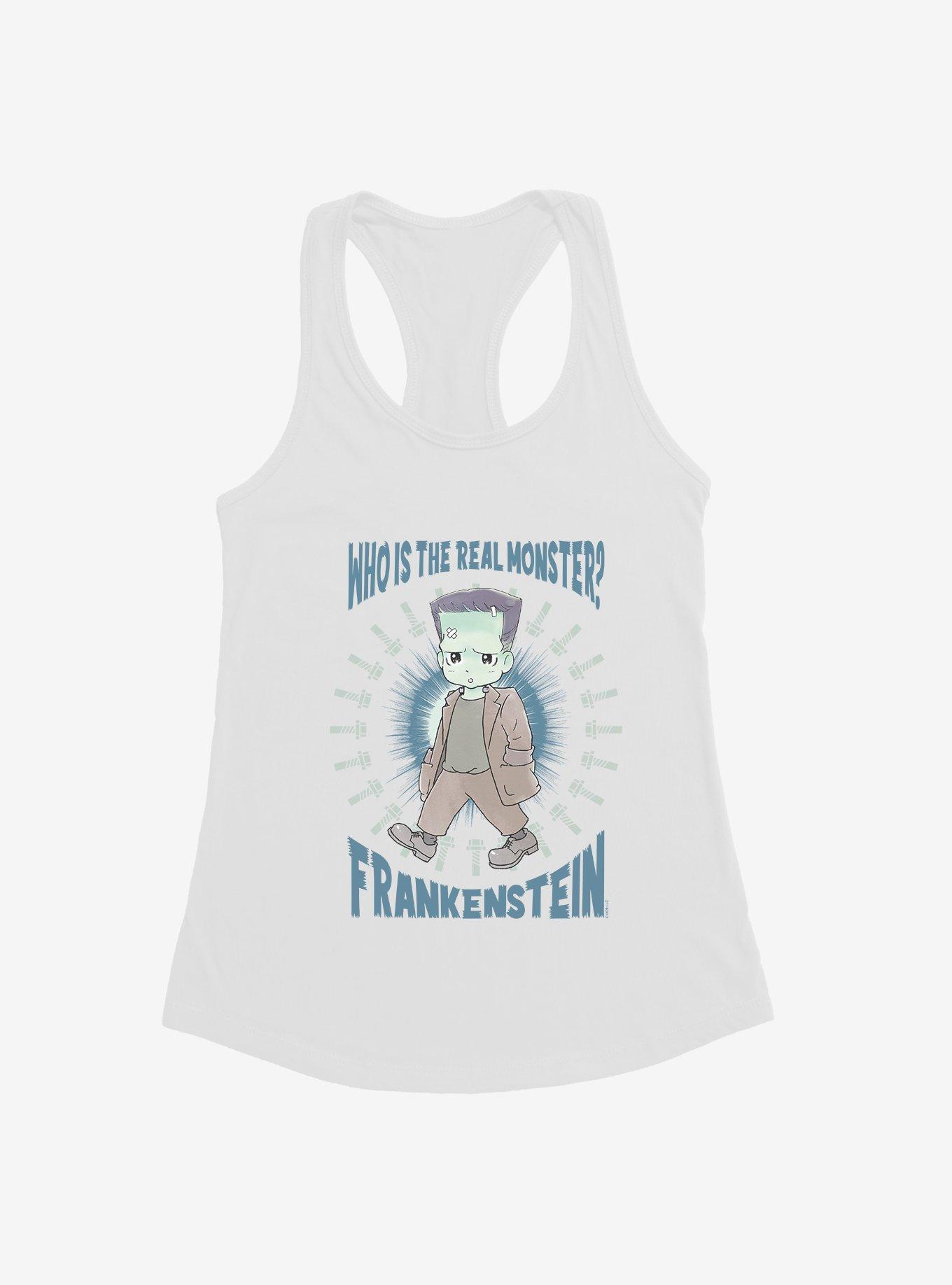 Universal Monsters Frankenstein  Who Is The Real Monster? Anime Girls Tank, WHITE, hi-res