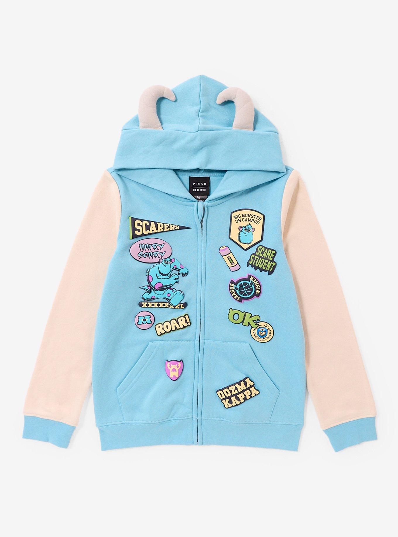 Disney Pixar Monsters University Sulley Patches Youth Zippered Hoodie - BoxLunch Exclusive, , hi-res