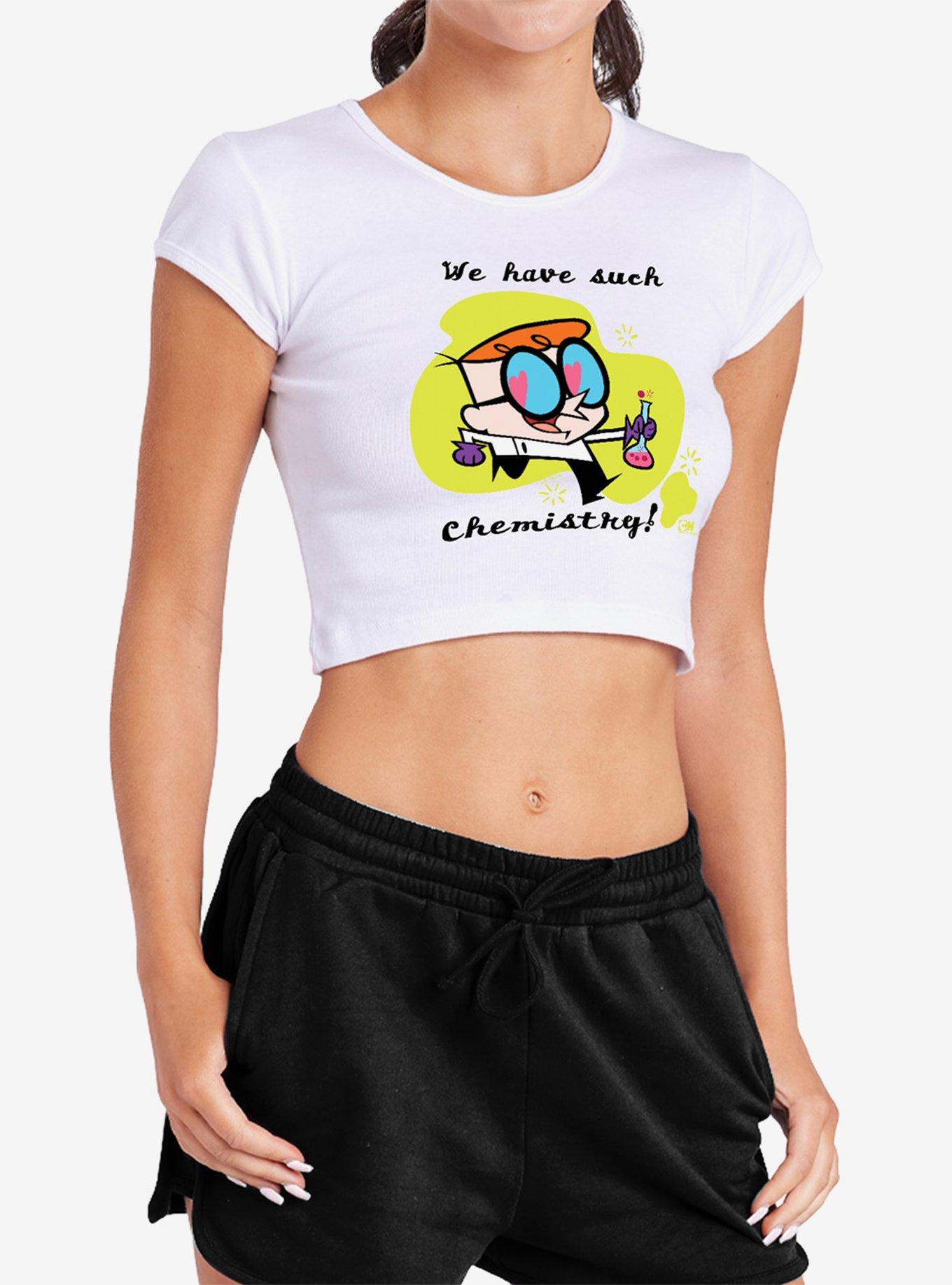 Dexter's Laboratory We Have Such Chemistry Cap Sleeve Baby Rib Girls Crop Top, , hi-res