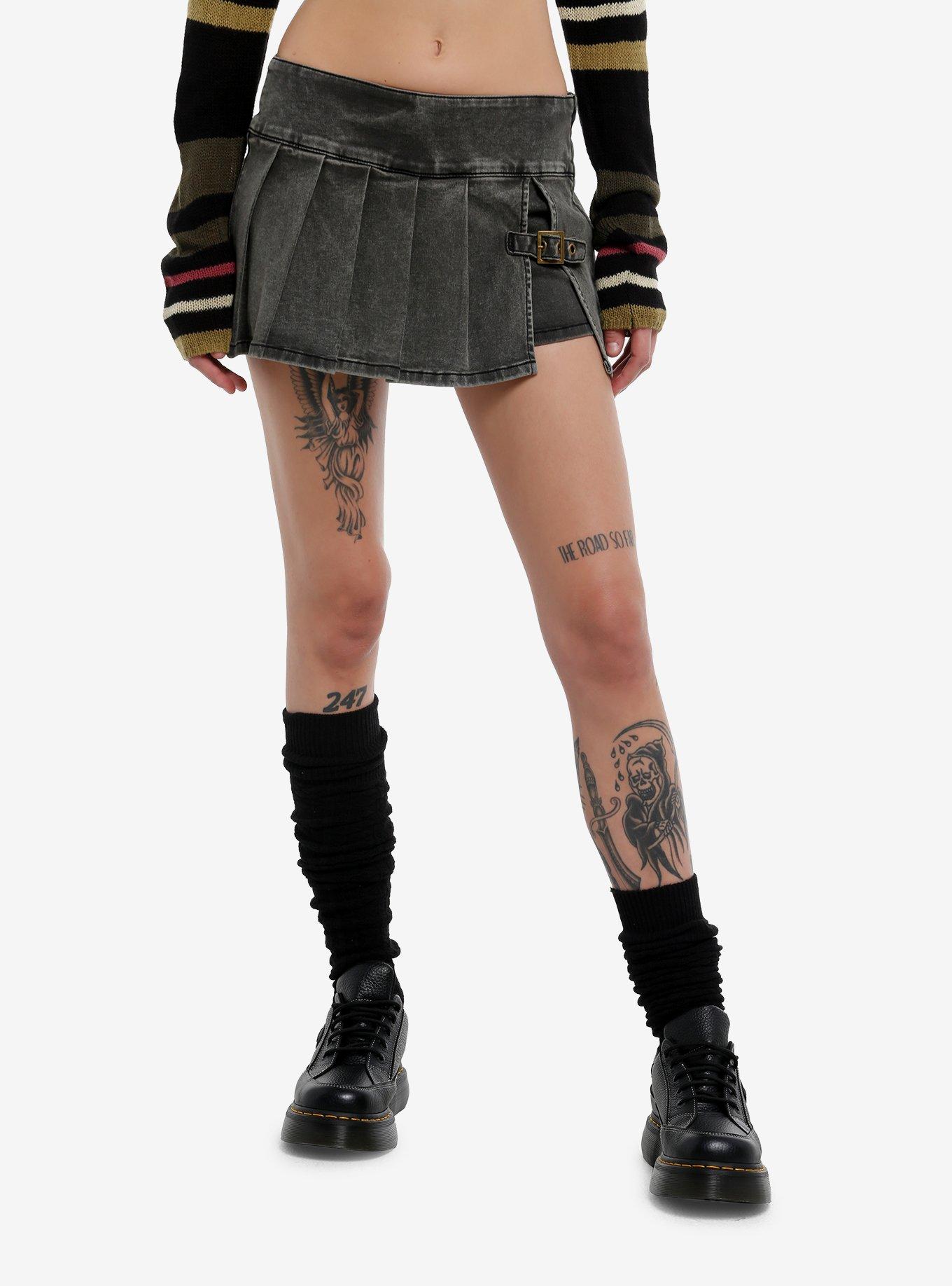 Dark Grey Buckle Micro Skort, DARK BLUE, hi-res