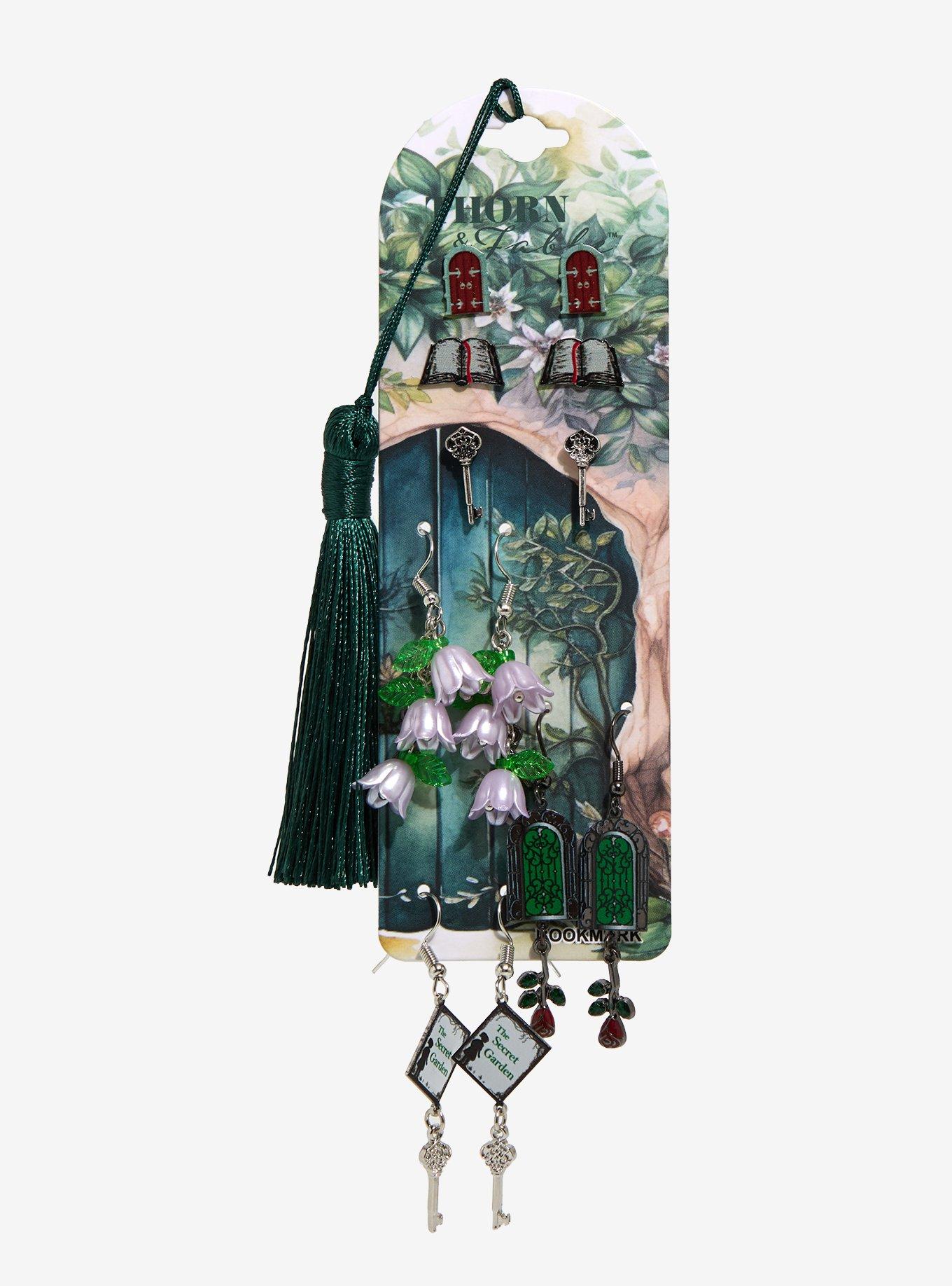 Thorn & Fable Secret Garden Book Earring Set, , hi-res