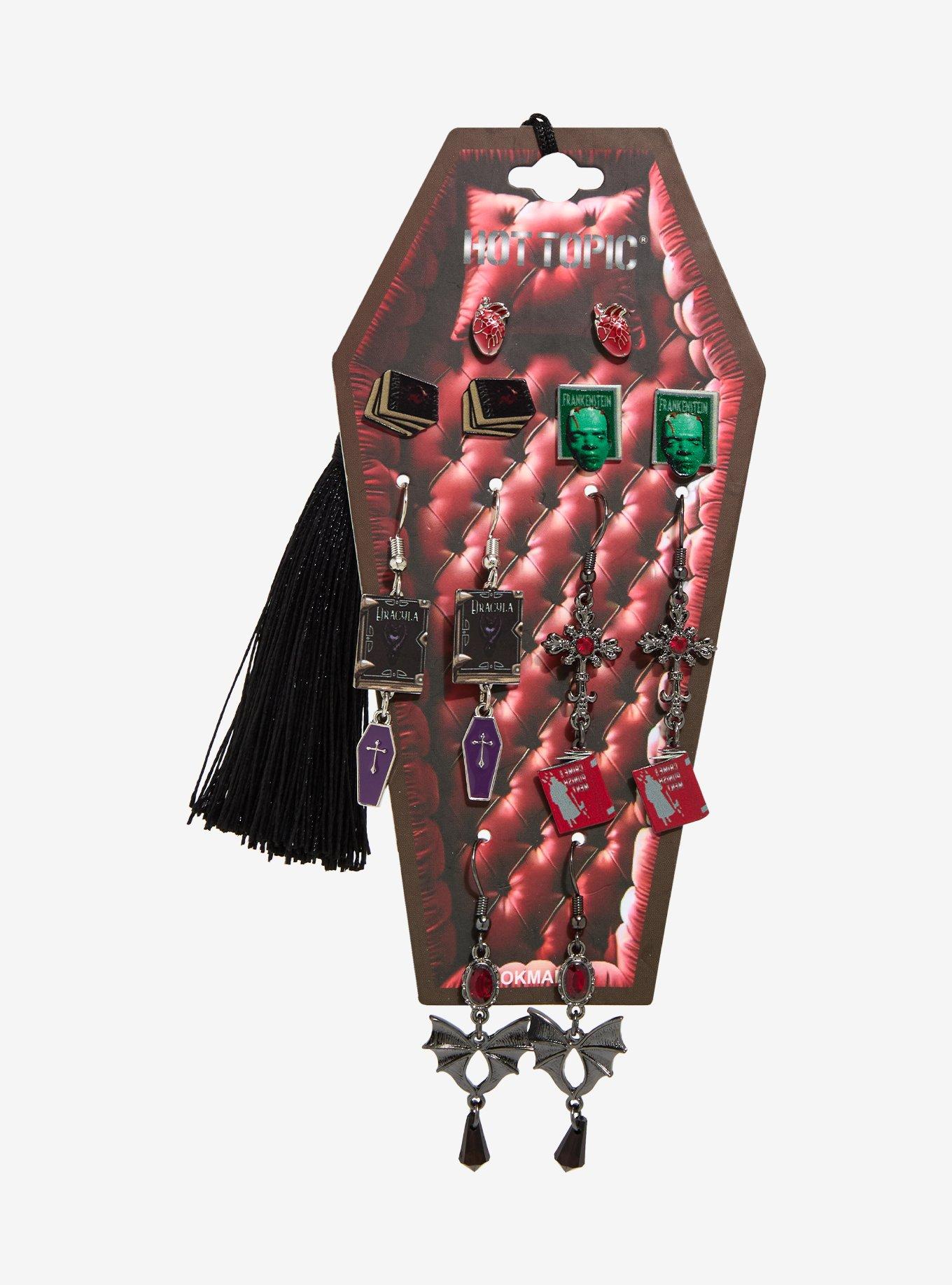 Goth Horror Books Earring Set, , hi-res