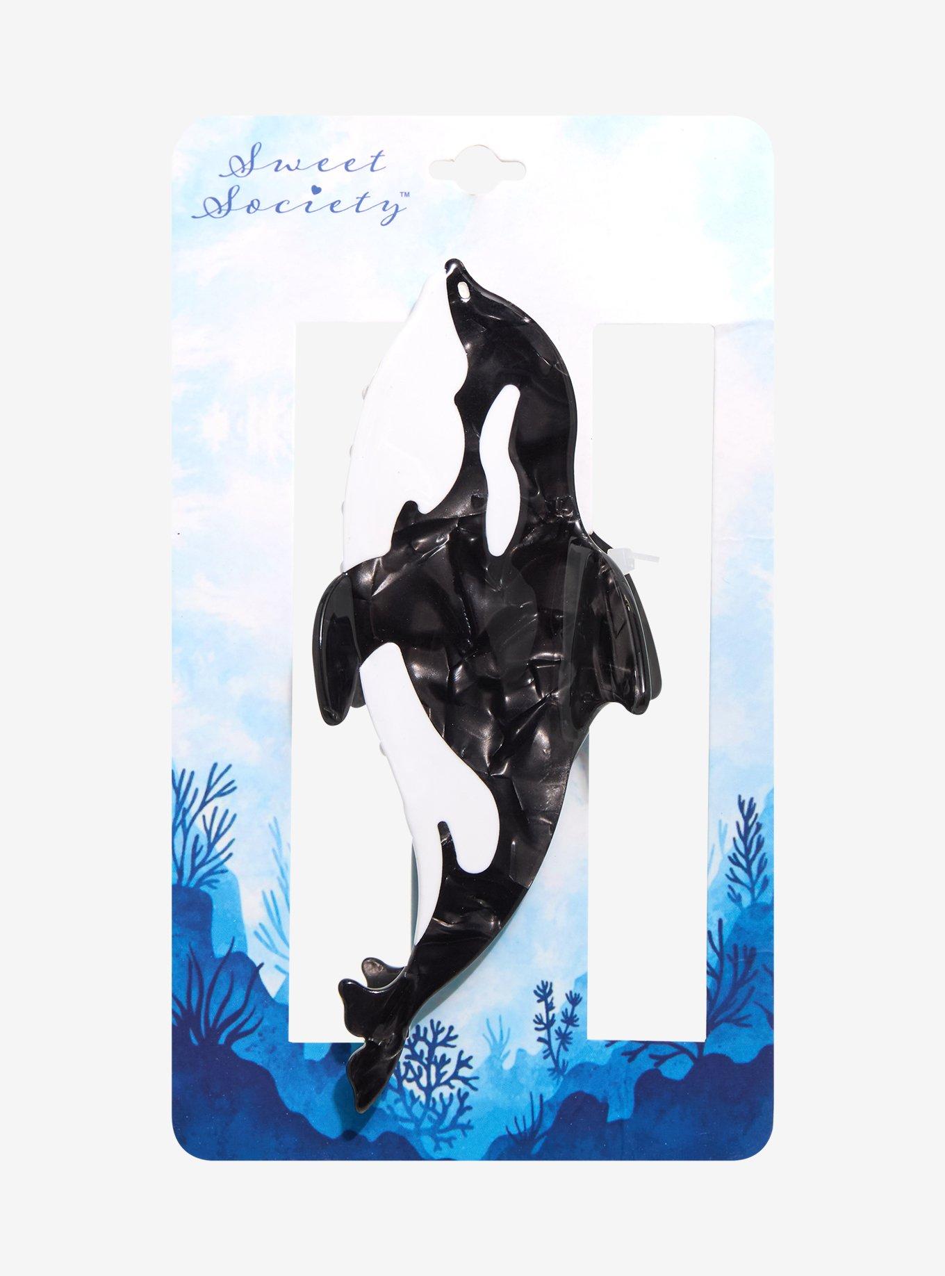 Sweet Society Orca Whale Marbled Claw Hair Clip, , hi-res