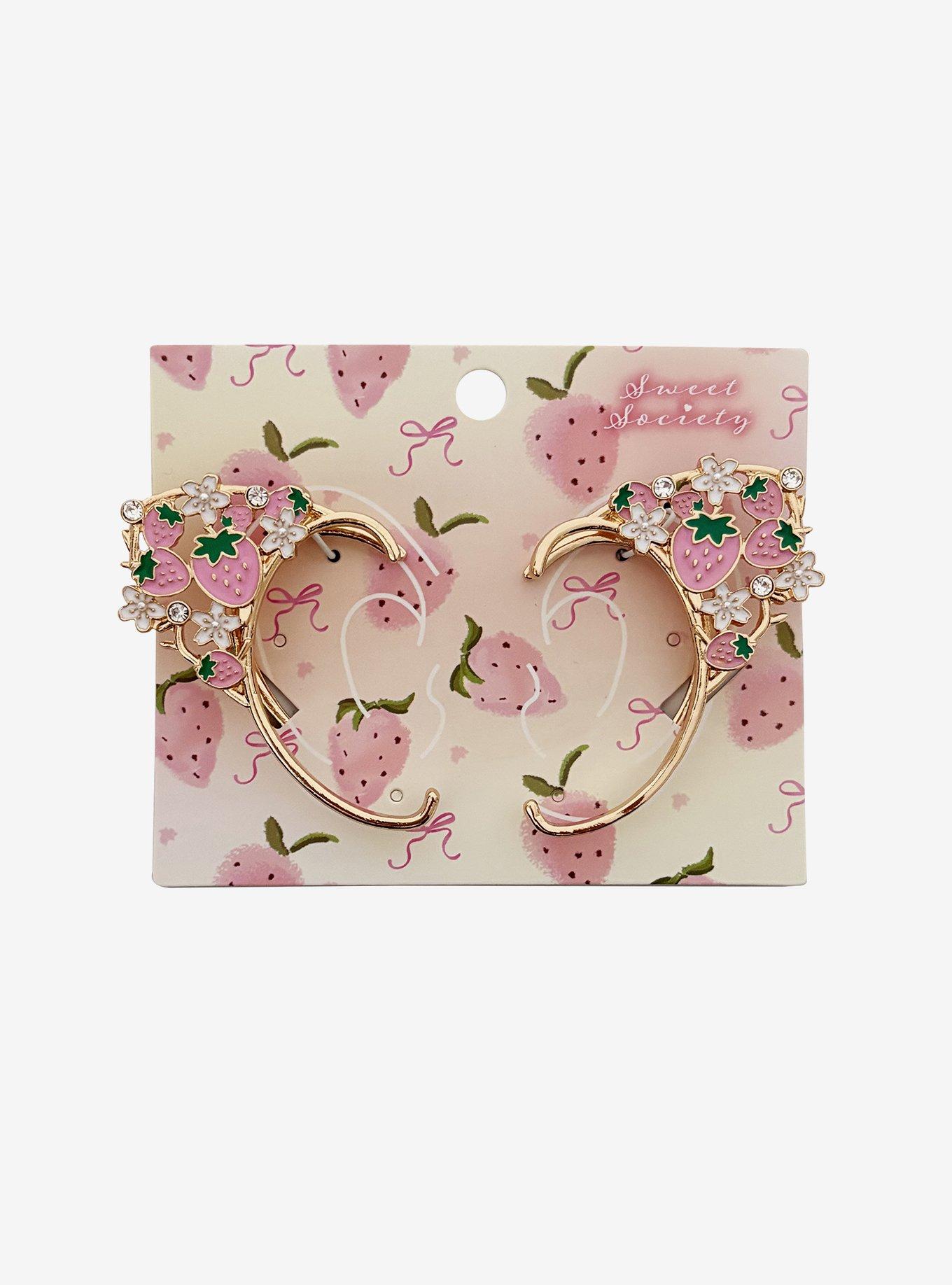 Sweet Society Strawberry Cat Ear Ear Cuff Set, , hi-res