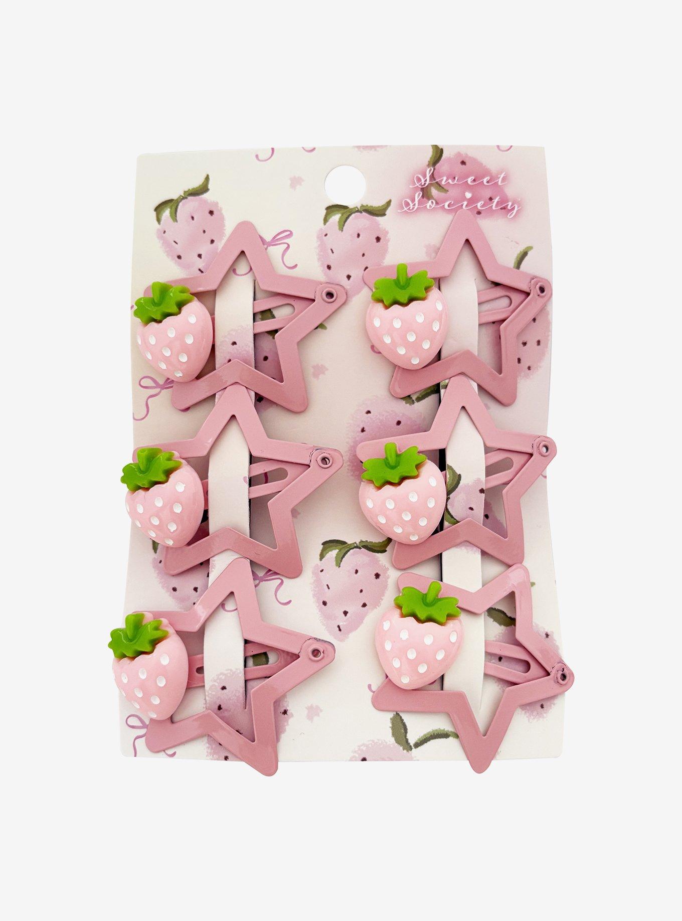 Sweet Society Pink Strawberry Star Hair Clip Set, , hi-res