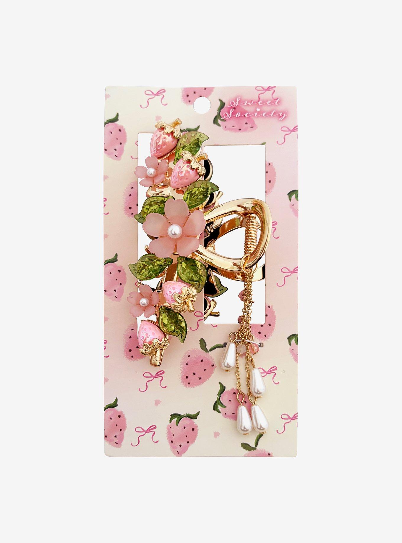 Sweet Society Pink Strawberry Flower Claw Hair Clip, , hi-res