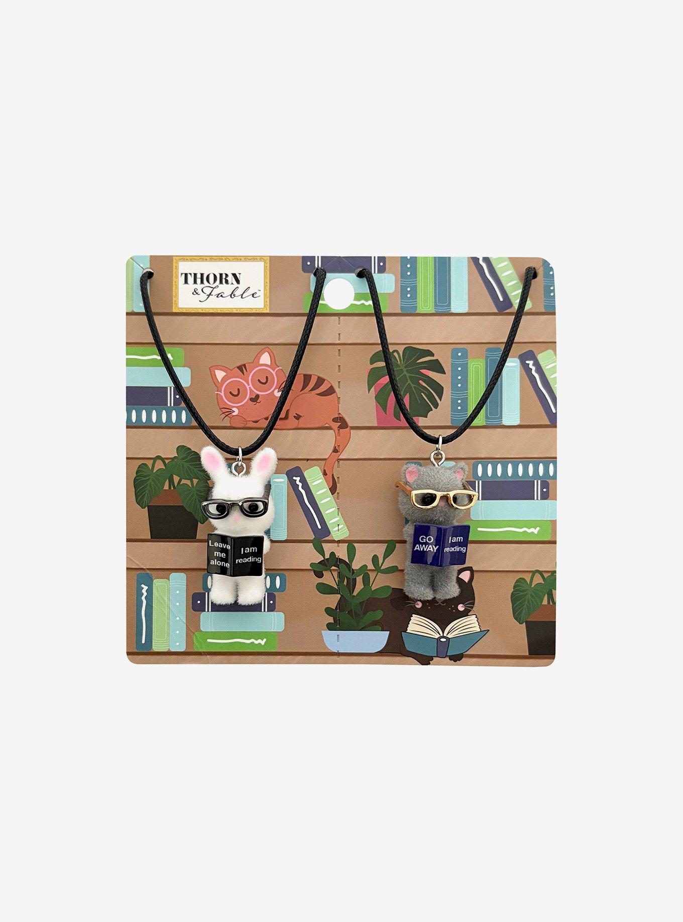 Thorn & Fable Animal Reading Best Friend Necklace Set, , hi-res