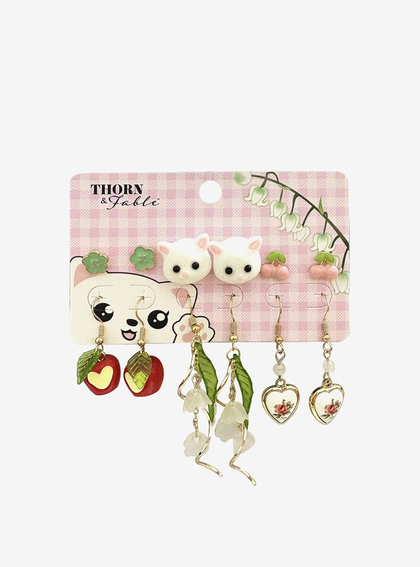 Thorn & Fable Cottage Kitties Earring Set, , hi-res