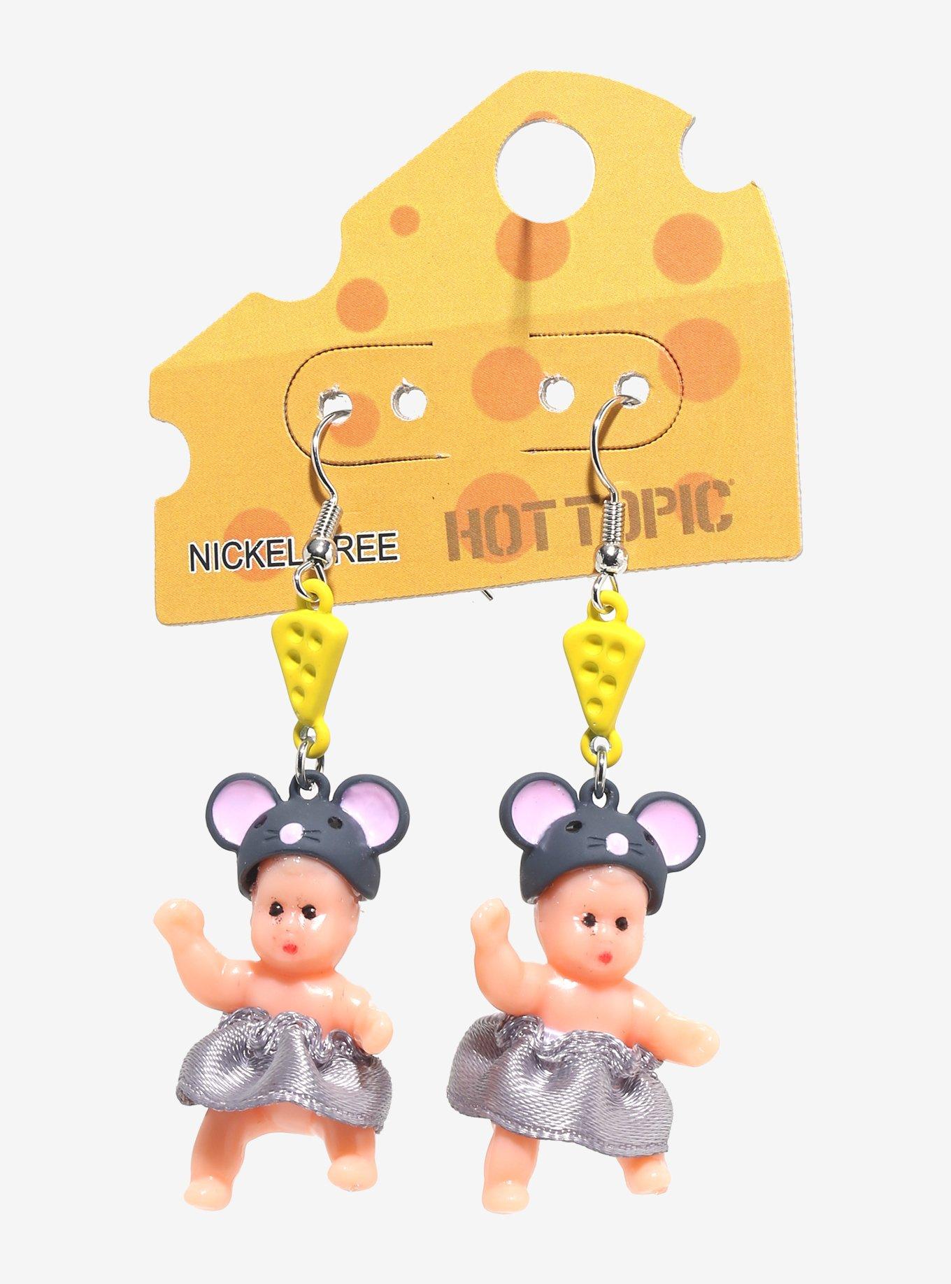 Mouse Baby Cheese Figural Drop Earrings, , hi-res