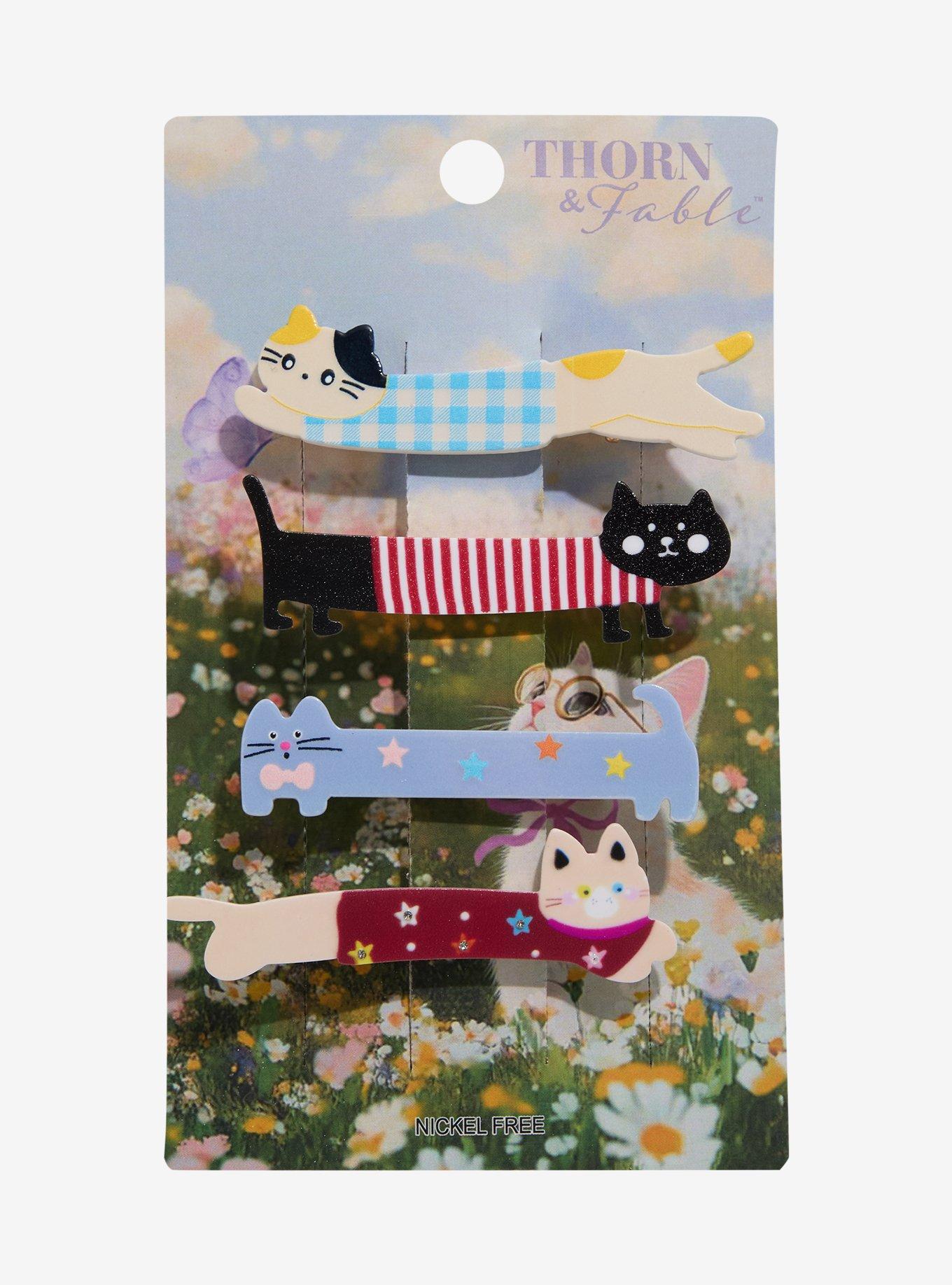 Thorn & Fable Long Cats Quirky Hair Clip Set, , hi-res