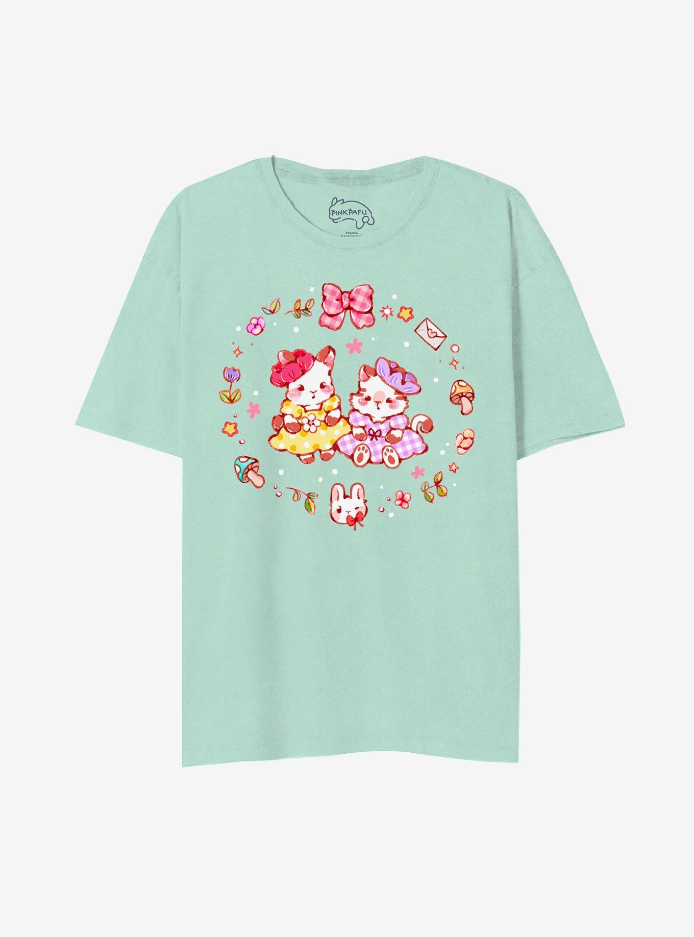 Cat & Bunny Besties Girls T-Shirt By PinkPafu, , hi-res