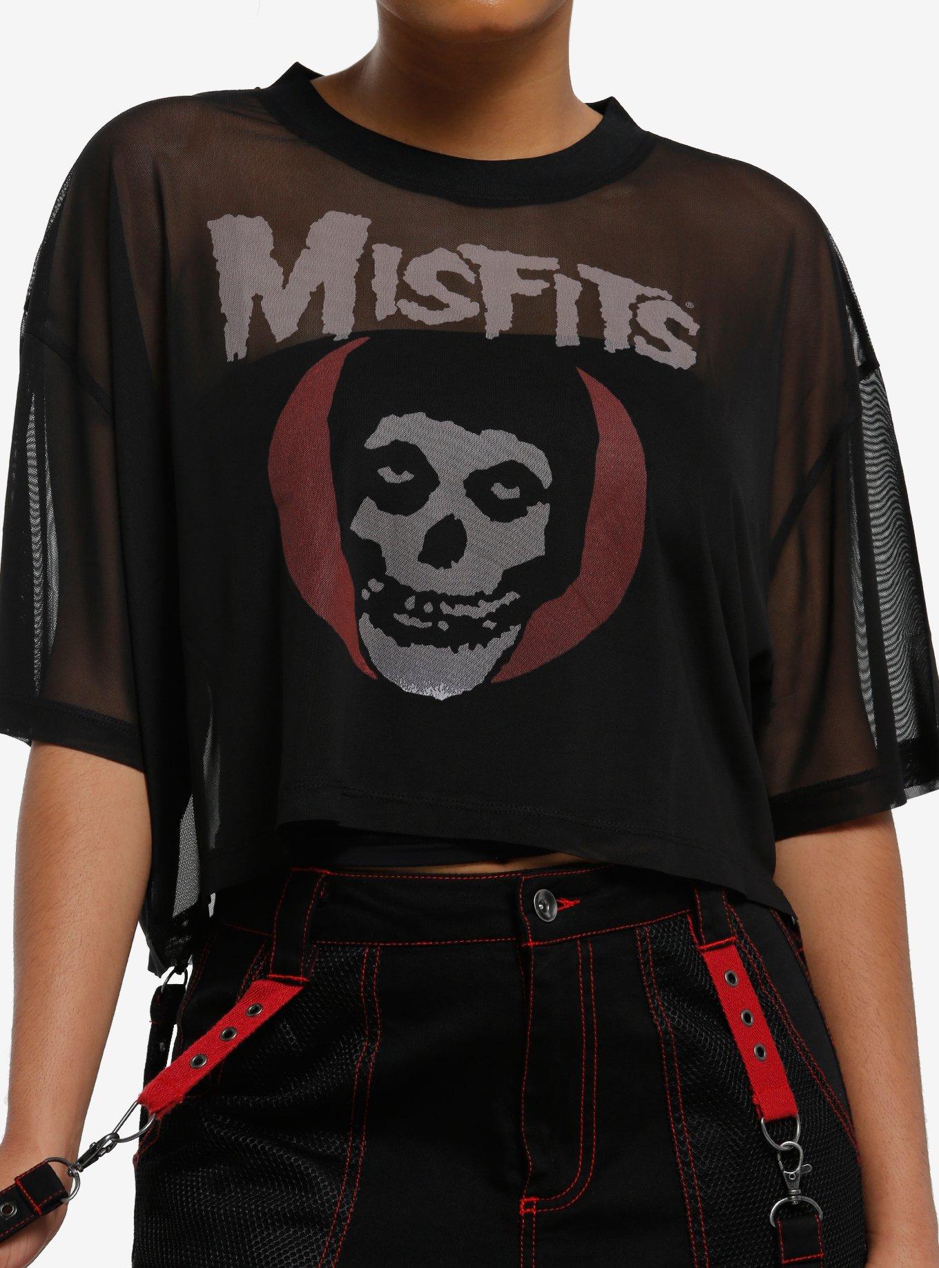 Misfits Fiend Skull Mesh Girls Crop Top, , hi-res