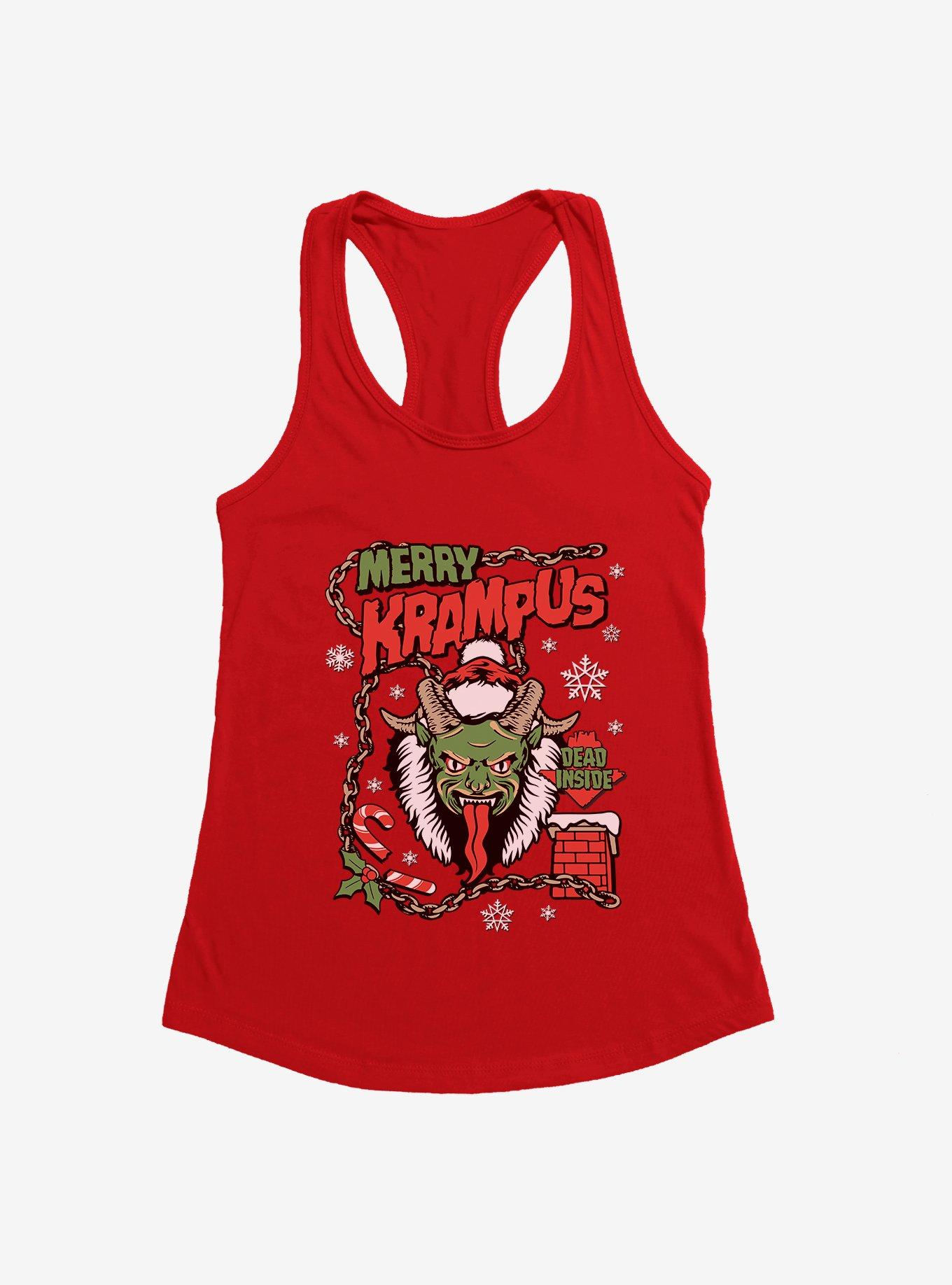 Merry Krampus Dead Inside Girls Tank, RED, hi-res