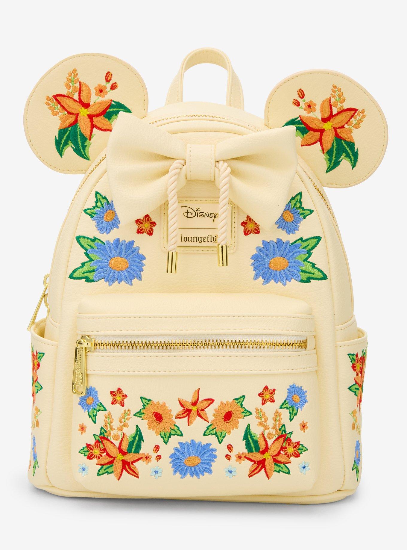 Loungefly Disney Minnie Mouse Orange Floral Ears Mini Backpack- BoxLunch Exclusive, , hi-res