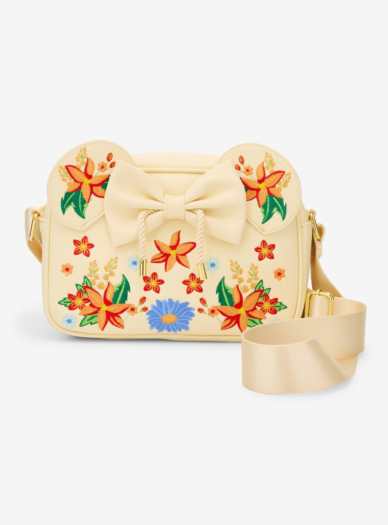 Loungefly Disney Minnie Mouse Orange Floral Ears Crossbody Bag - BoxLunch Exclusive, , hi-res