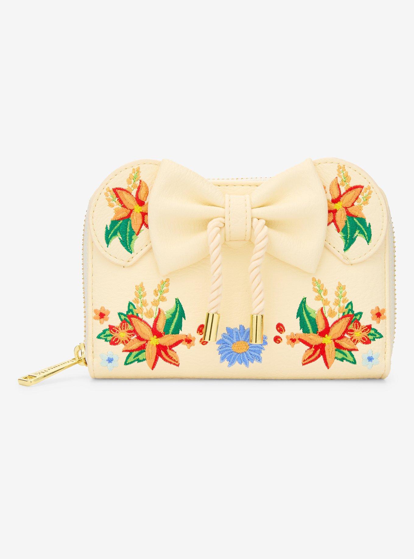 Loungefly Disney Minnie Mouse Orange Floral Ears Small Zip Wallet - BoxLunch Exclusive, , hi-res