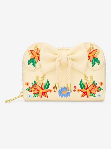 Loungefly Disney Minnie Mouse Orange Floral Ears Small Zip Wallet