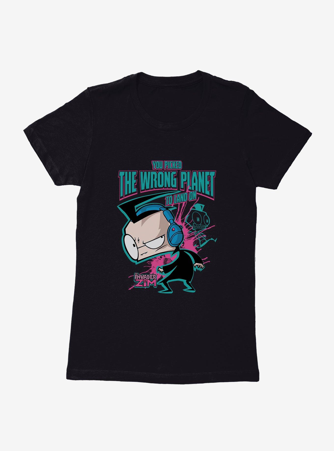 Invader Zim Wrong Planet To Land On Womens T-Shirt, BLACK, hi-res