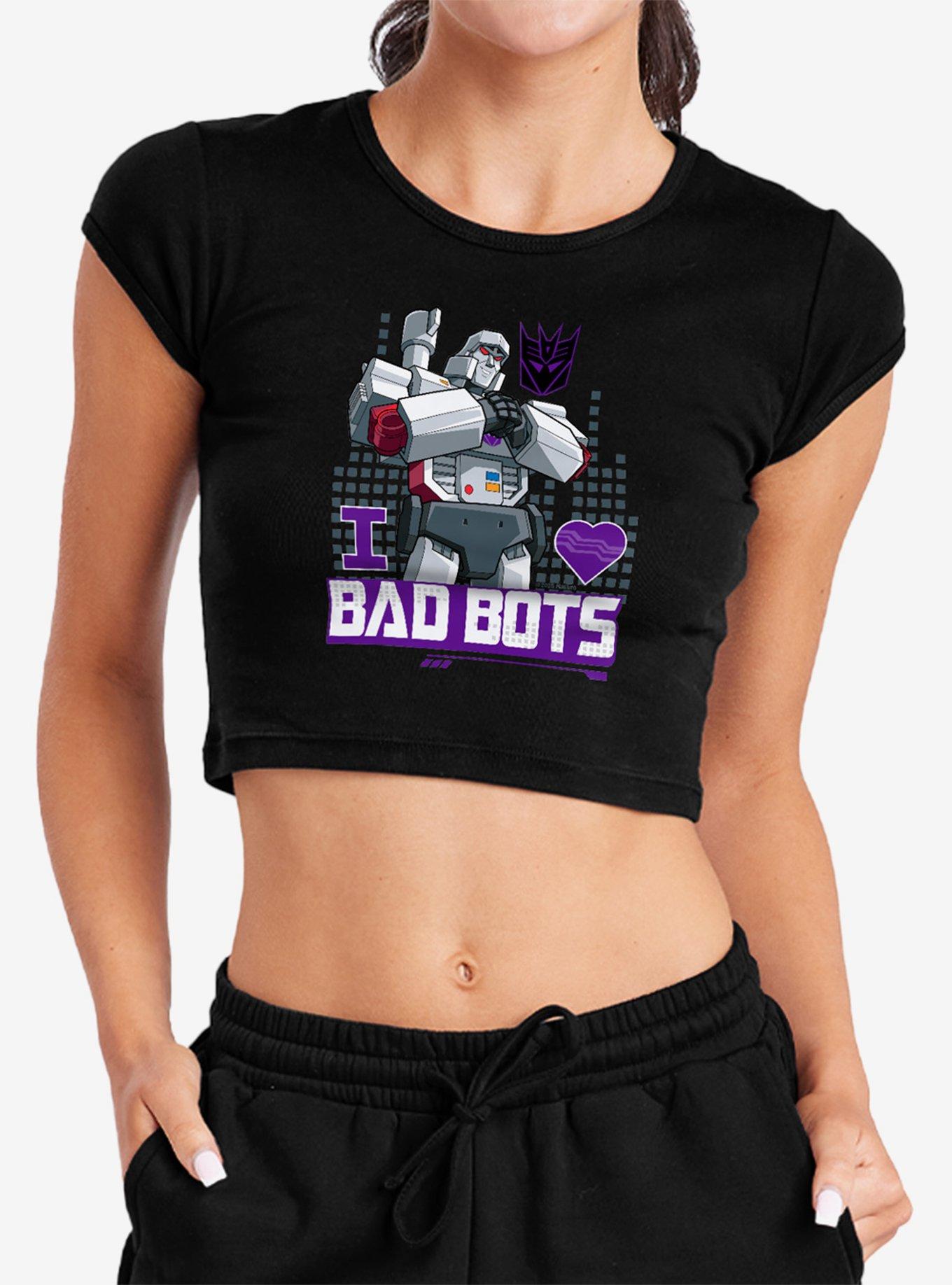Transformers Megatron I Love Bad Bots Cap Sleeve Baby Rib Women's Crop Top, , hi-res