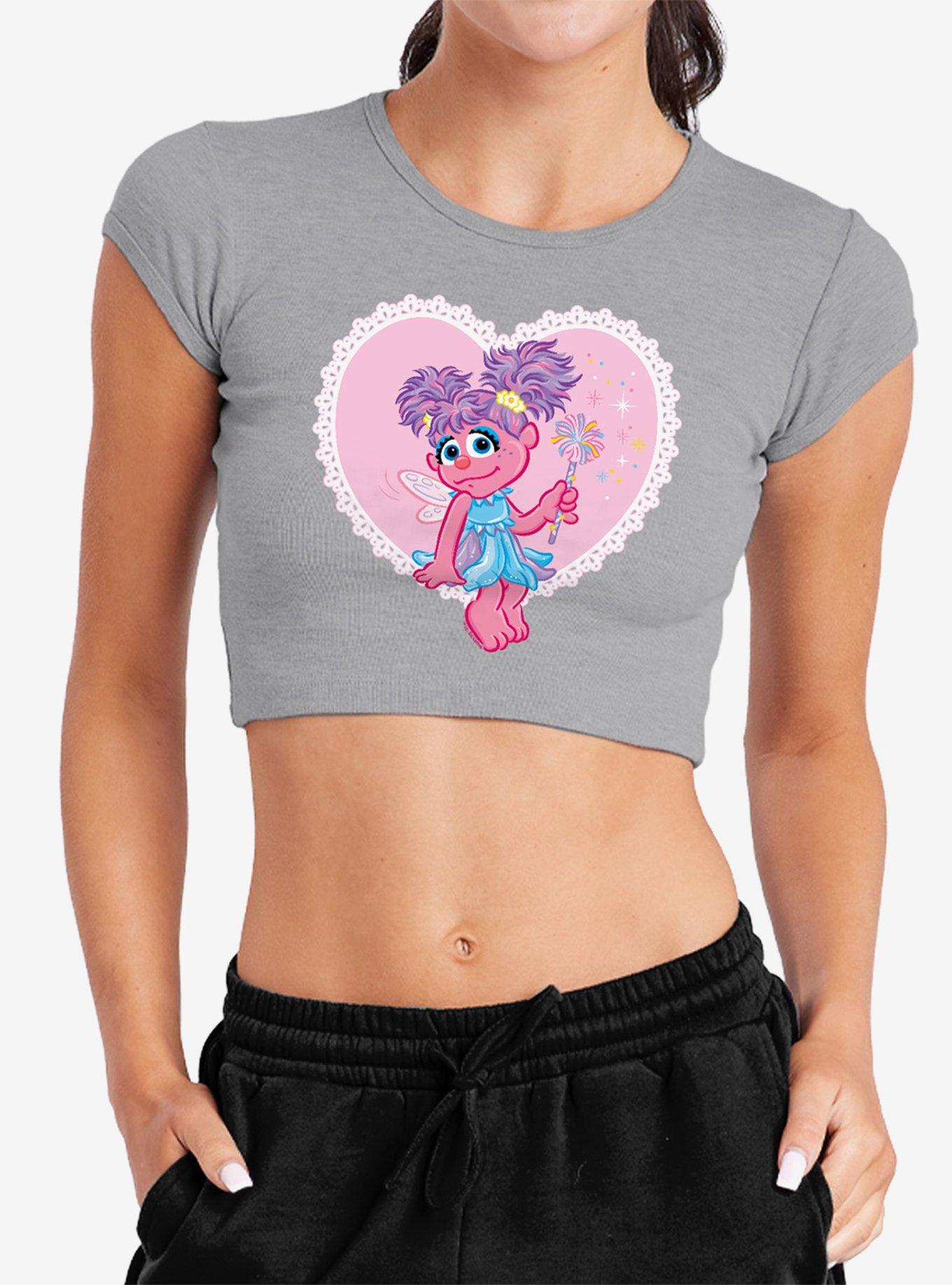 Sesame Street Heart With Abby Cadabby Cap Sleeve Baby Rib Women's Crop Top, , hi-res