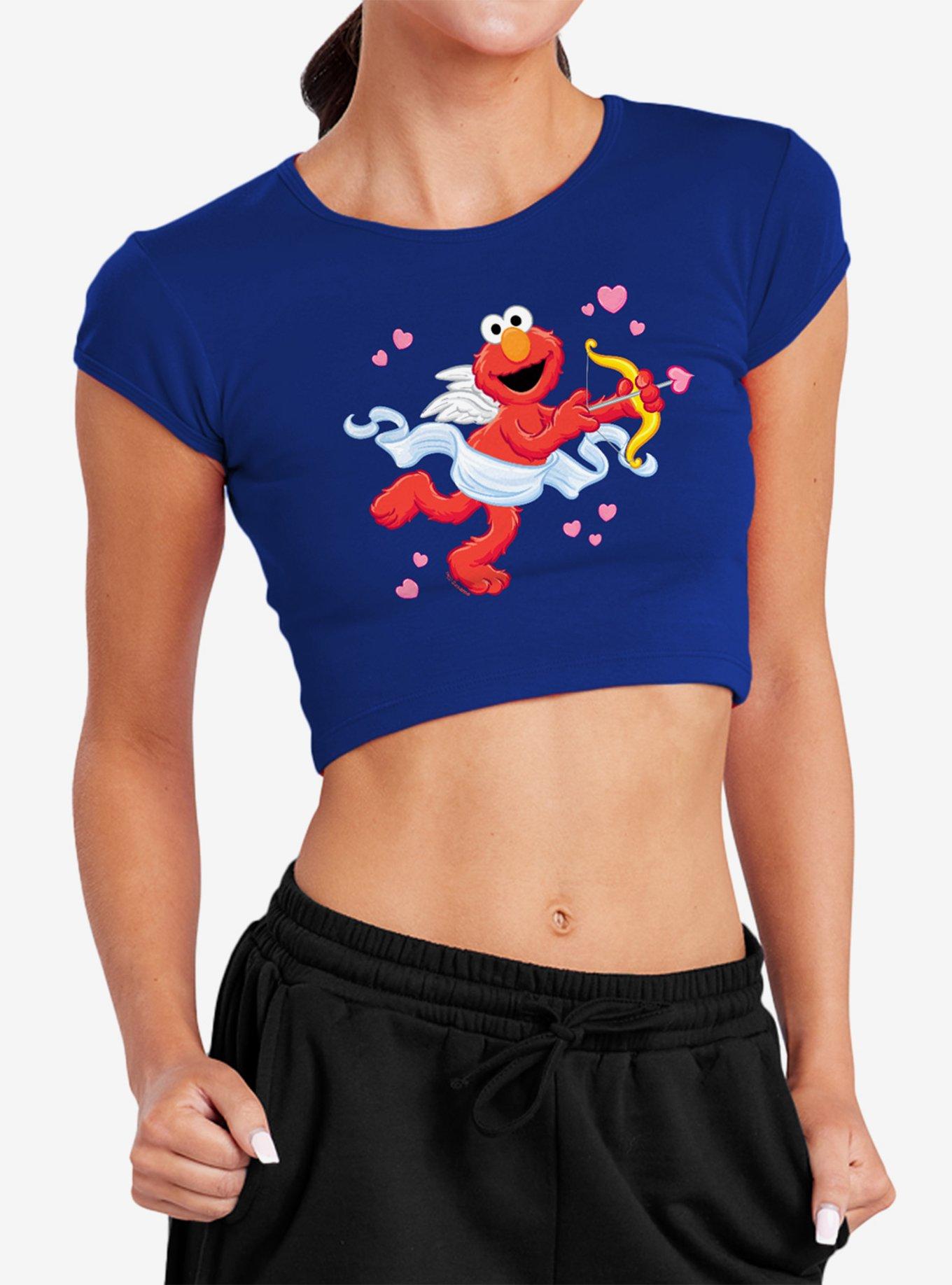 Sesame Street Cupid Elmo Cap Sleeve Baby Rib Women's Crop Top, , hi-res