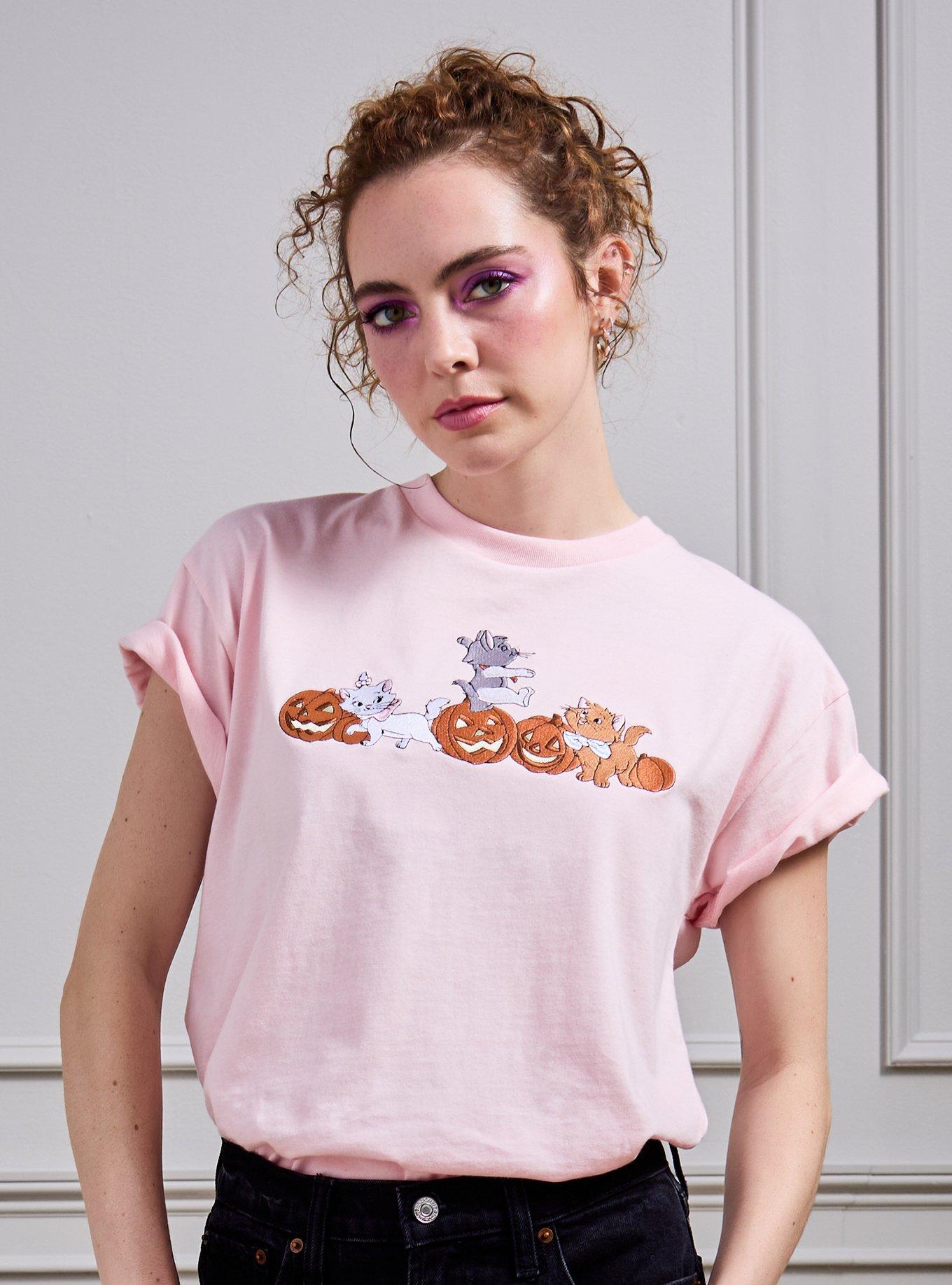 Disney The Aristocats Kittens & Jack-o-Lanterns Embroidered Women's T-Shirt - BoxLunch Exclusive, , hi-res