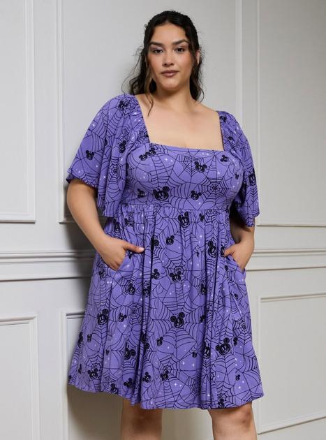 Disney Mickey Mouse Jack-o-Lantern Spiderweb Allover Print Plus