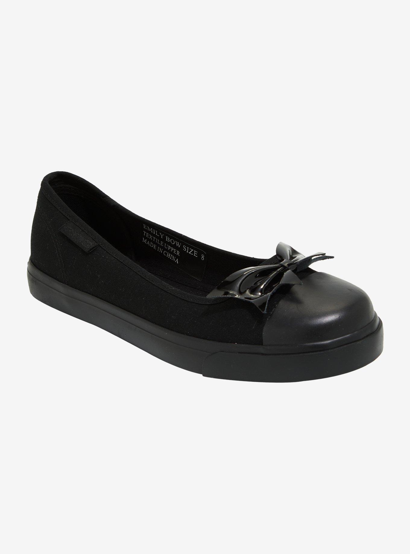 Strange Cvlt Black Bat Bow Emily Flats, , hi-res