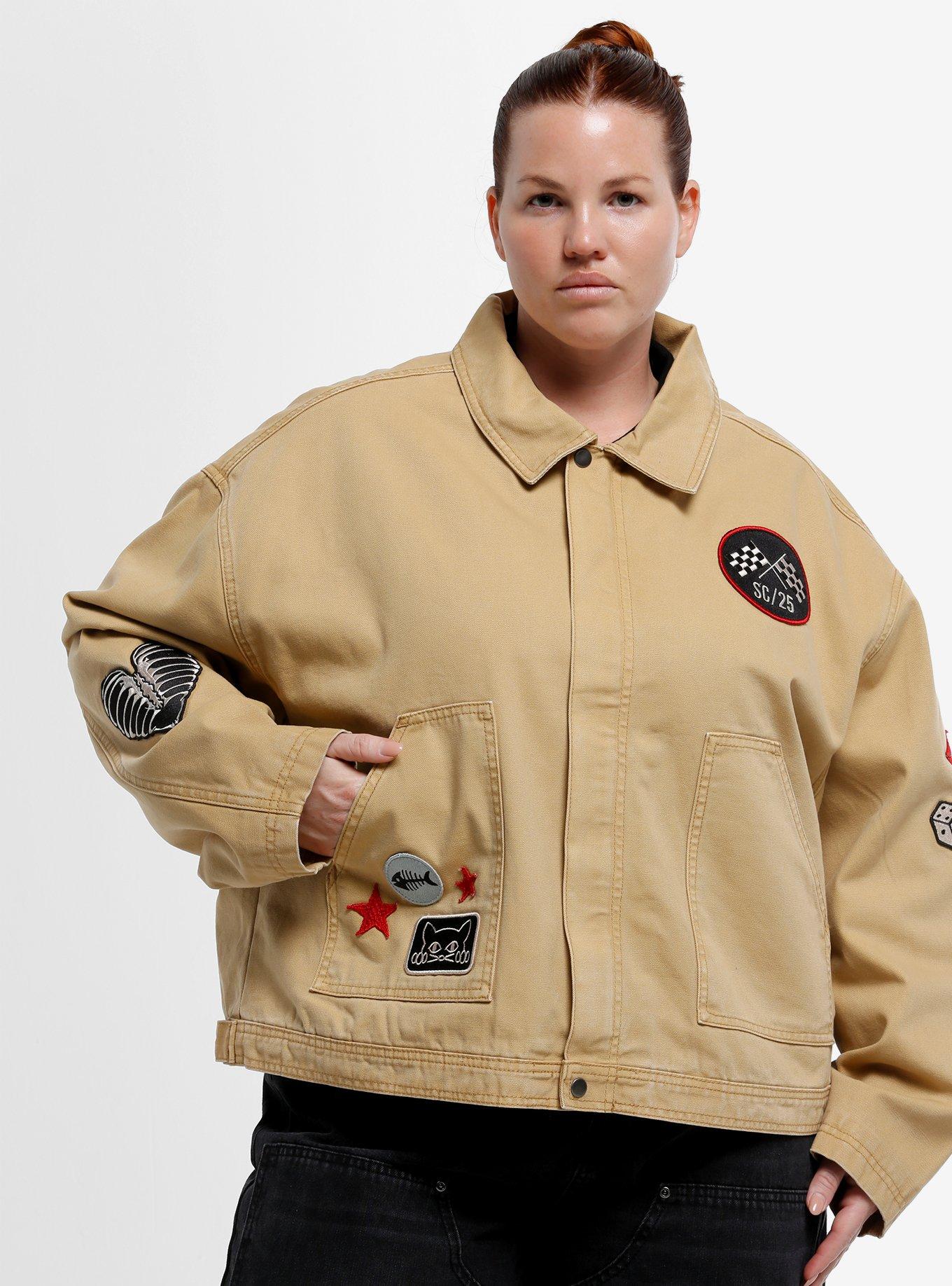 Social Collision Patches Girls Workwear Jacket Plus Size, , hi-res