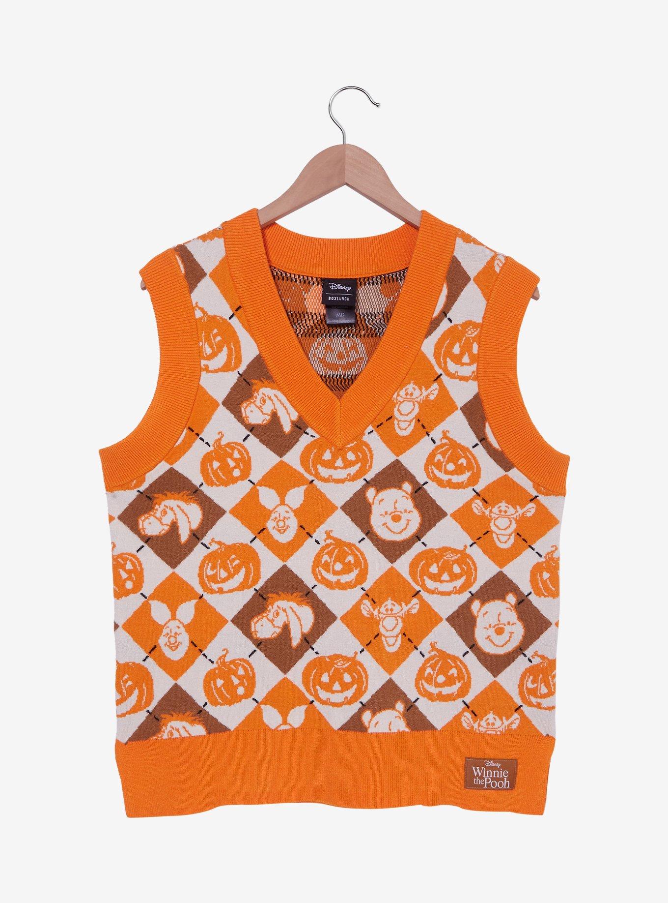 Disney Winnie the Pooh Characters & Pumpkins Argyle Women's Sweater Vest - BoxLunch Exclusive, , hi-res