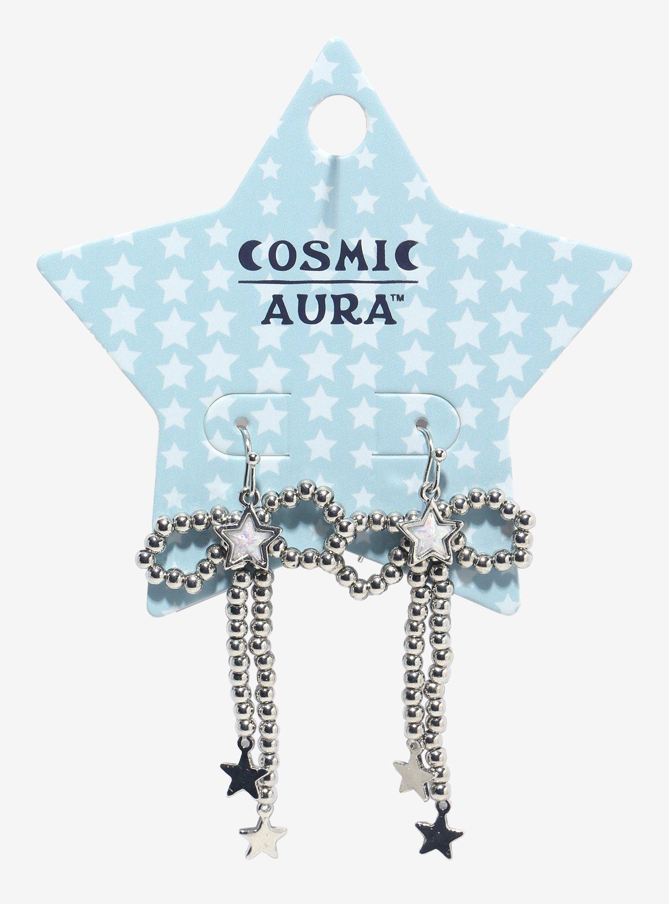 Cosmic Aura Beaded Bow Drop Earrings, , hi-res
