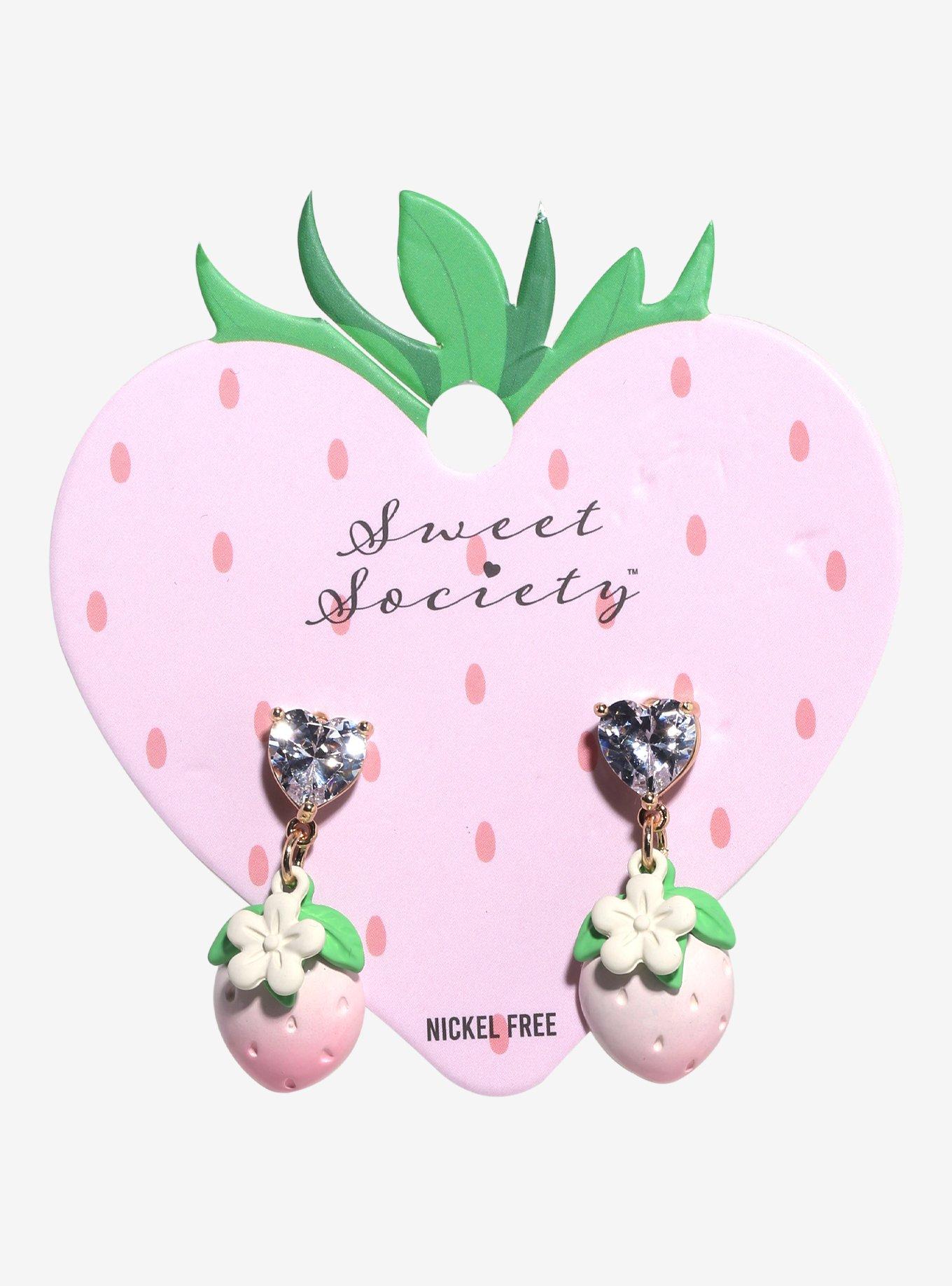 Sweet Society Strawberry Heart Gem Earrings, , hi-res