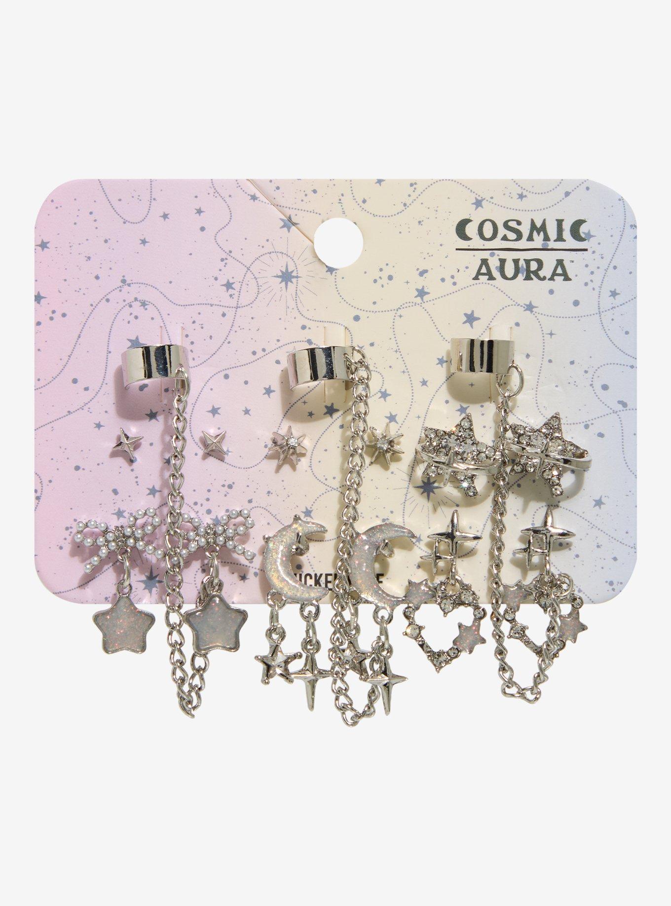 Cosmic Aura Pearlescent Celestial Cuff Earring Set, , hi-res