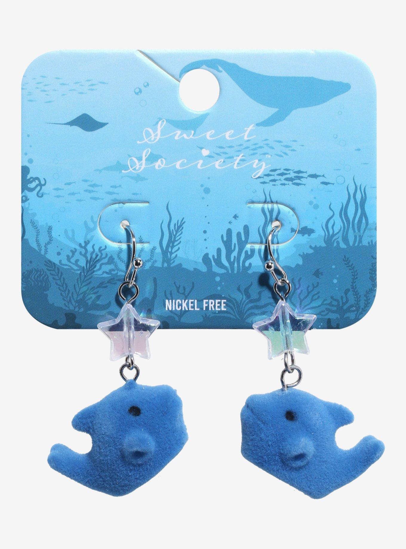 Sweet Society Flocked Whale Earrings, , hi-res