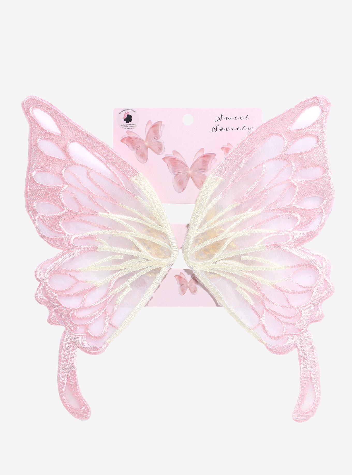 Sweet Society Pink & Yellow Butterfly Wing Hair Clip Set, , hi-res