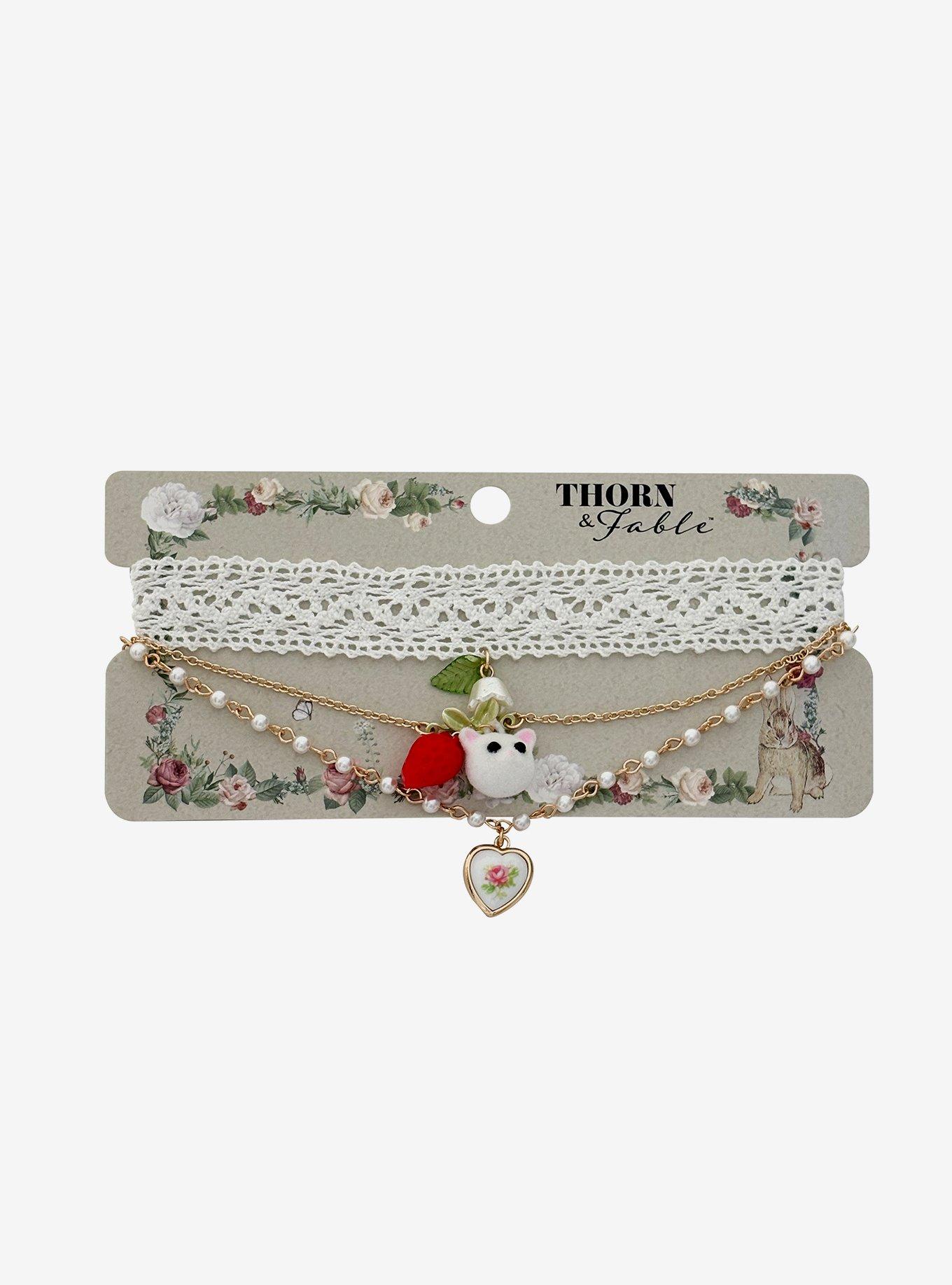 Thorn & Fable Cottage Kitties & Lace Necklace Set, , hi-res