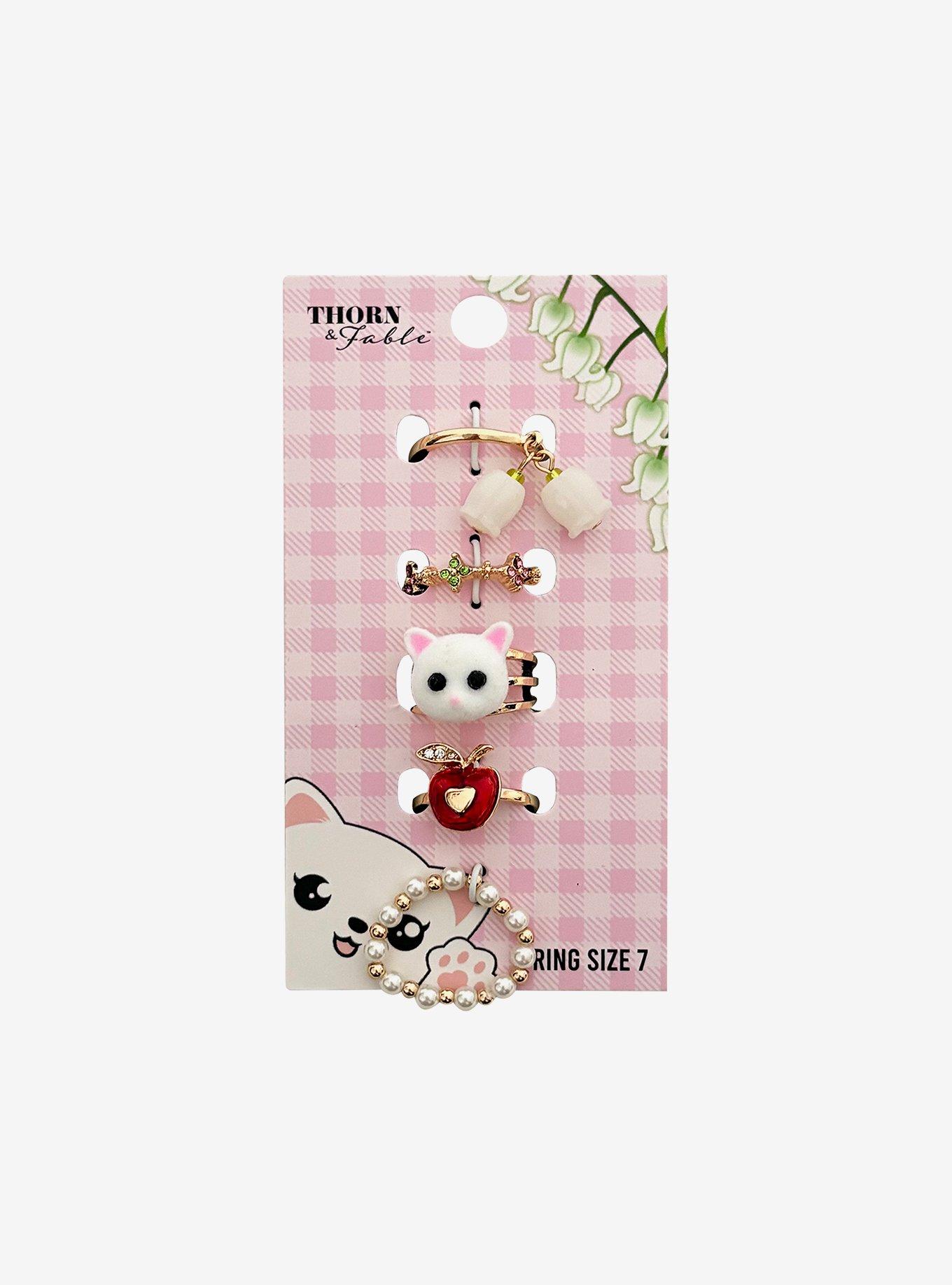 Thorn & Fable Cat Apple Ring Set, , hi-res