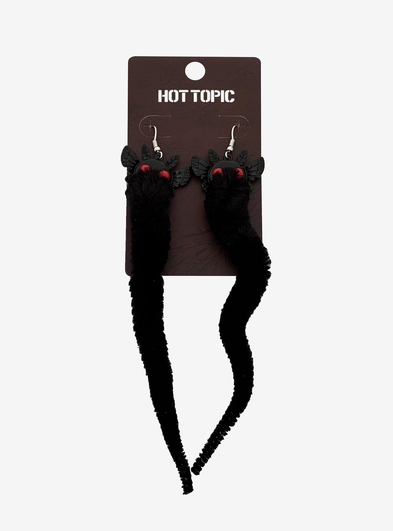 Mothman Black Worm Drop Earrings, , hi-res