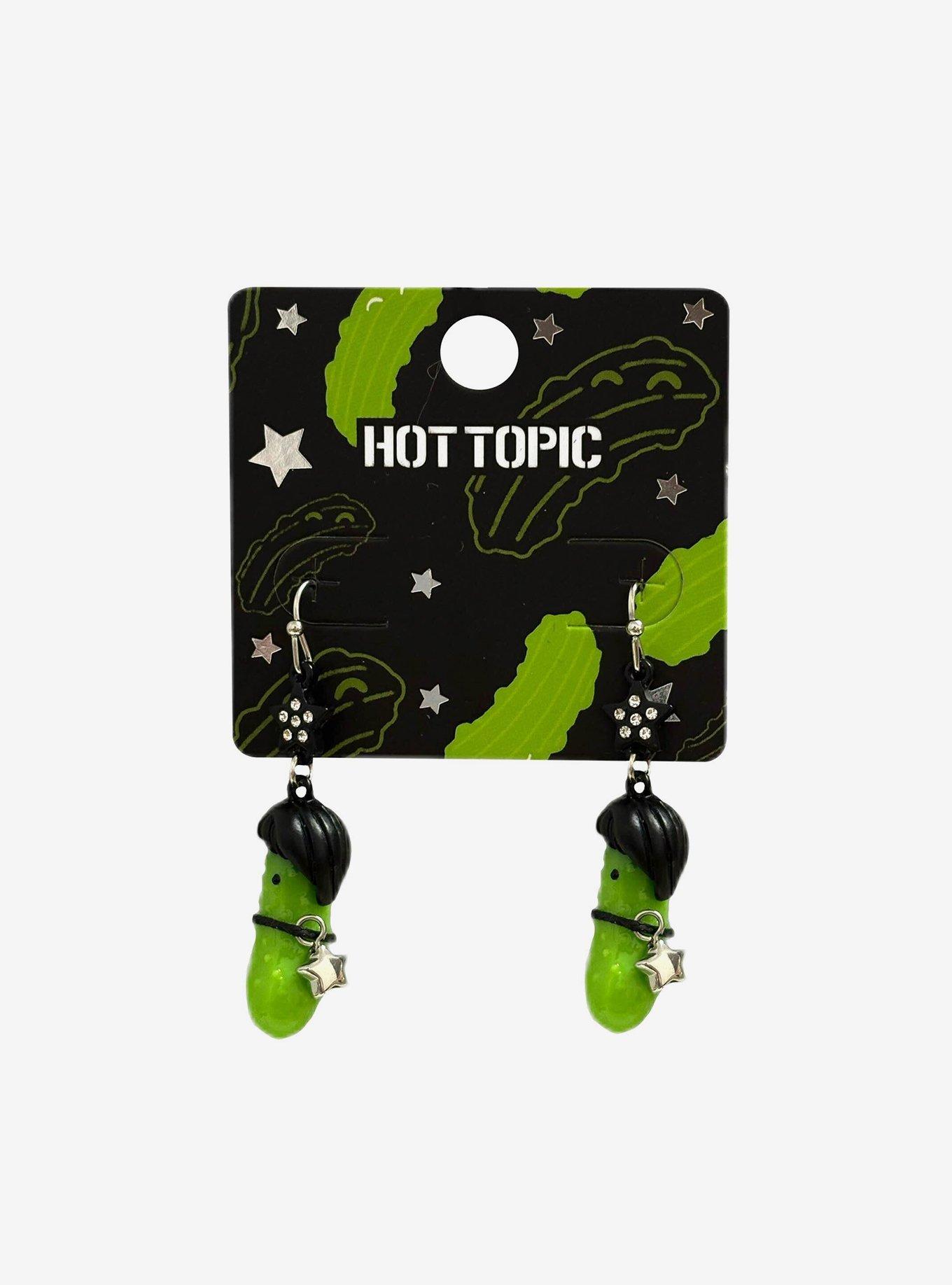 Emo Pickle Drop Earrings, , hi-res