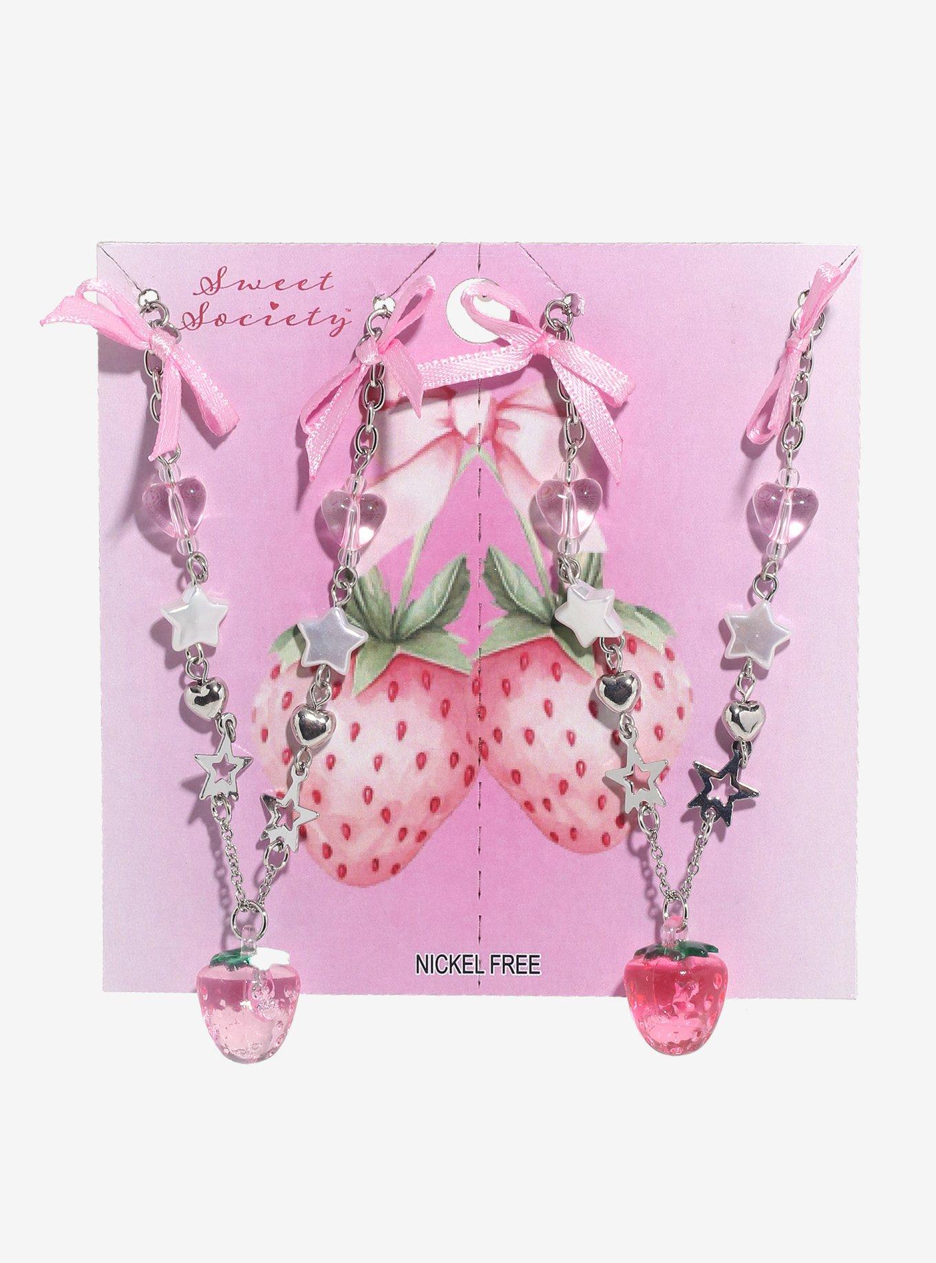 Sweet Society Strawberry Heart Best Friend Necklace Set, , hi-res